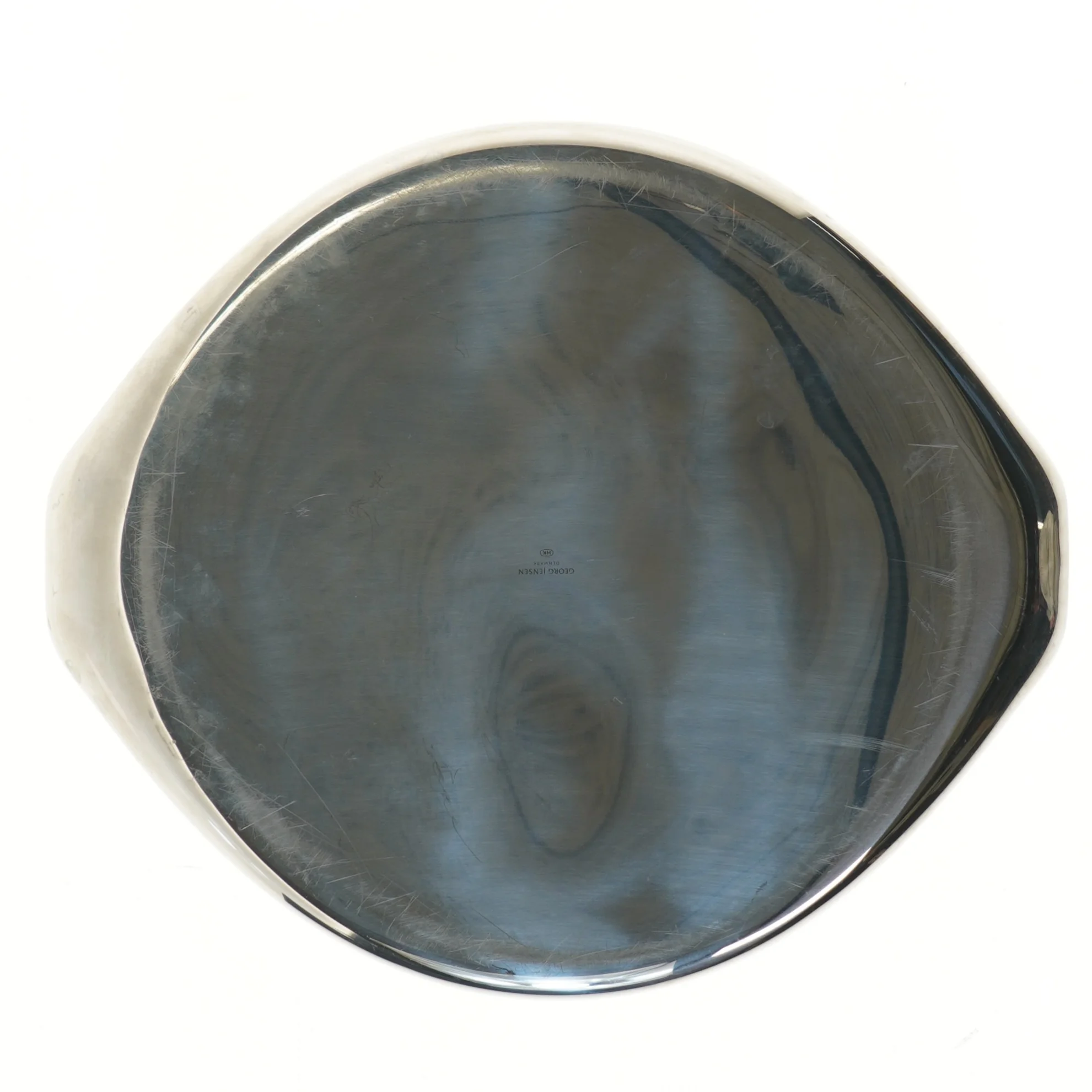 Rund serveringsbakke i stål fra Georg Jensen (str. Ø 33 cm)