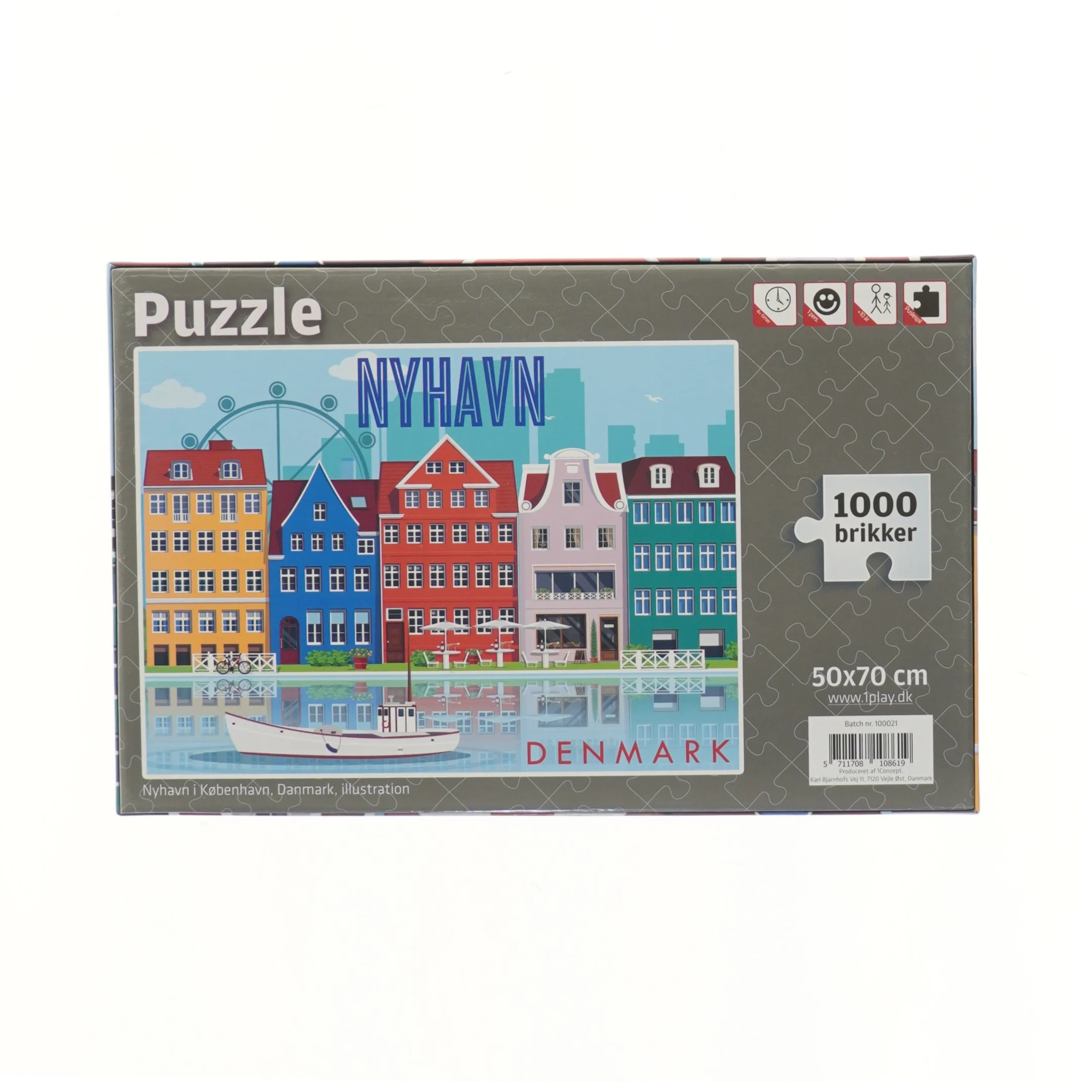Nyhavn puslespil med 1000 brikker (str. 35x22,5 cm)