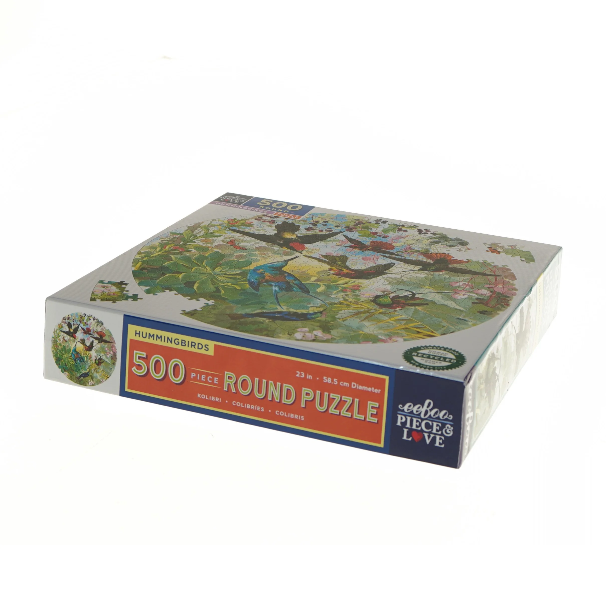 Rundt puslespil med kolibrier (str. 25x25 cm)