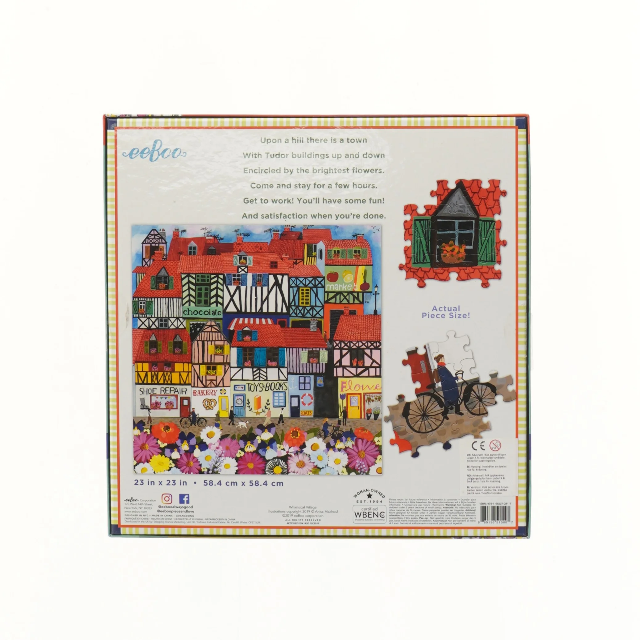 Puslespil med motiv af landsby (str. 28x28 cm)