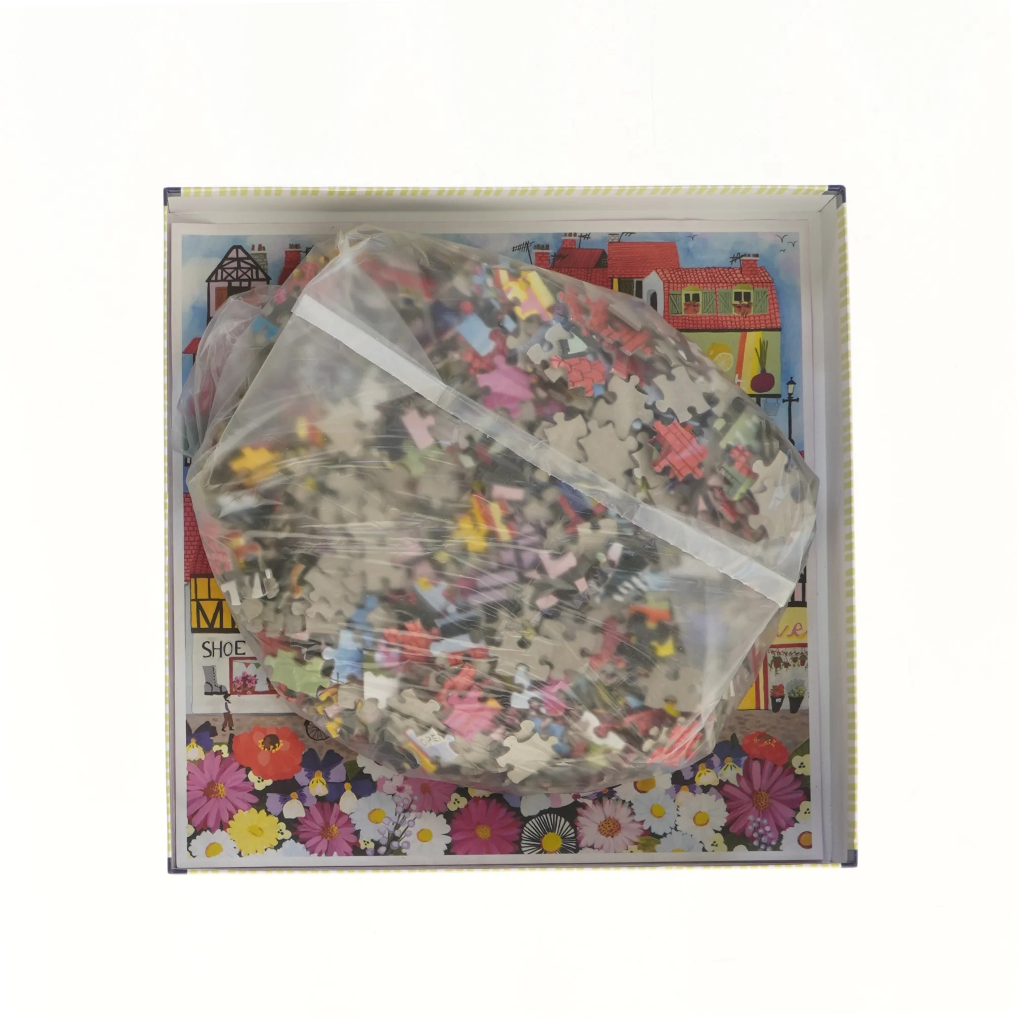 Puslespil med motiv af landsby (str. 28x28 cm)