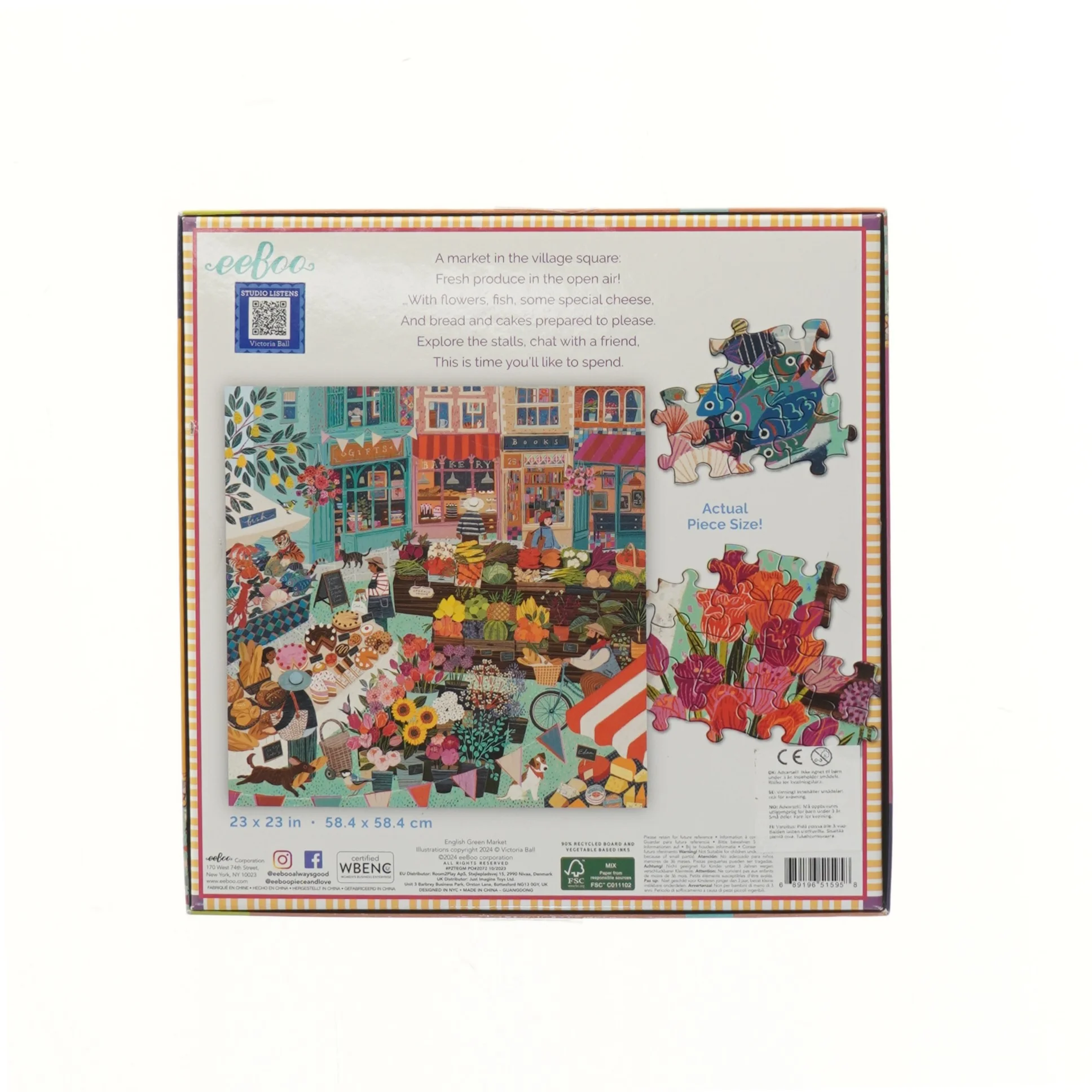 1000-brikkers puslespil 'English Green Market' (str. 25x25 cm)