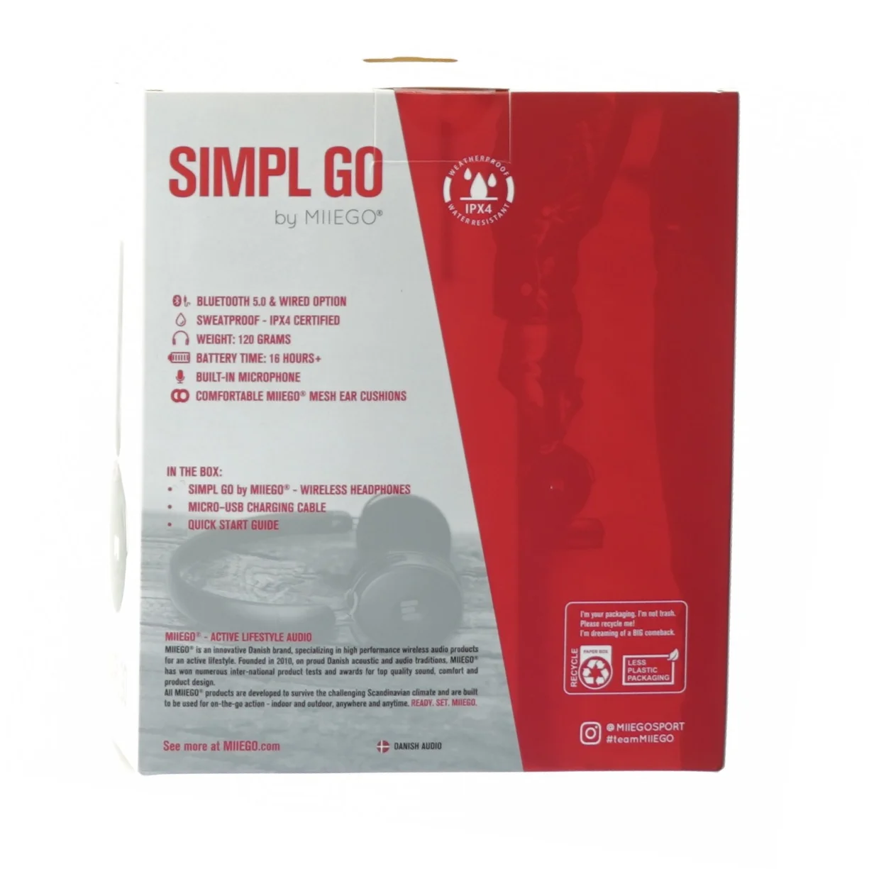 Simpl Go wireless sweat-proof headphones fra Miiegu (str. 17 x 20 cm)