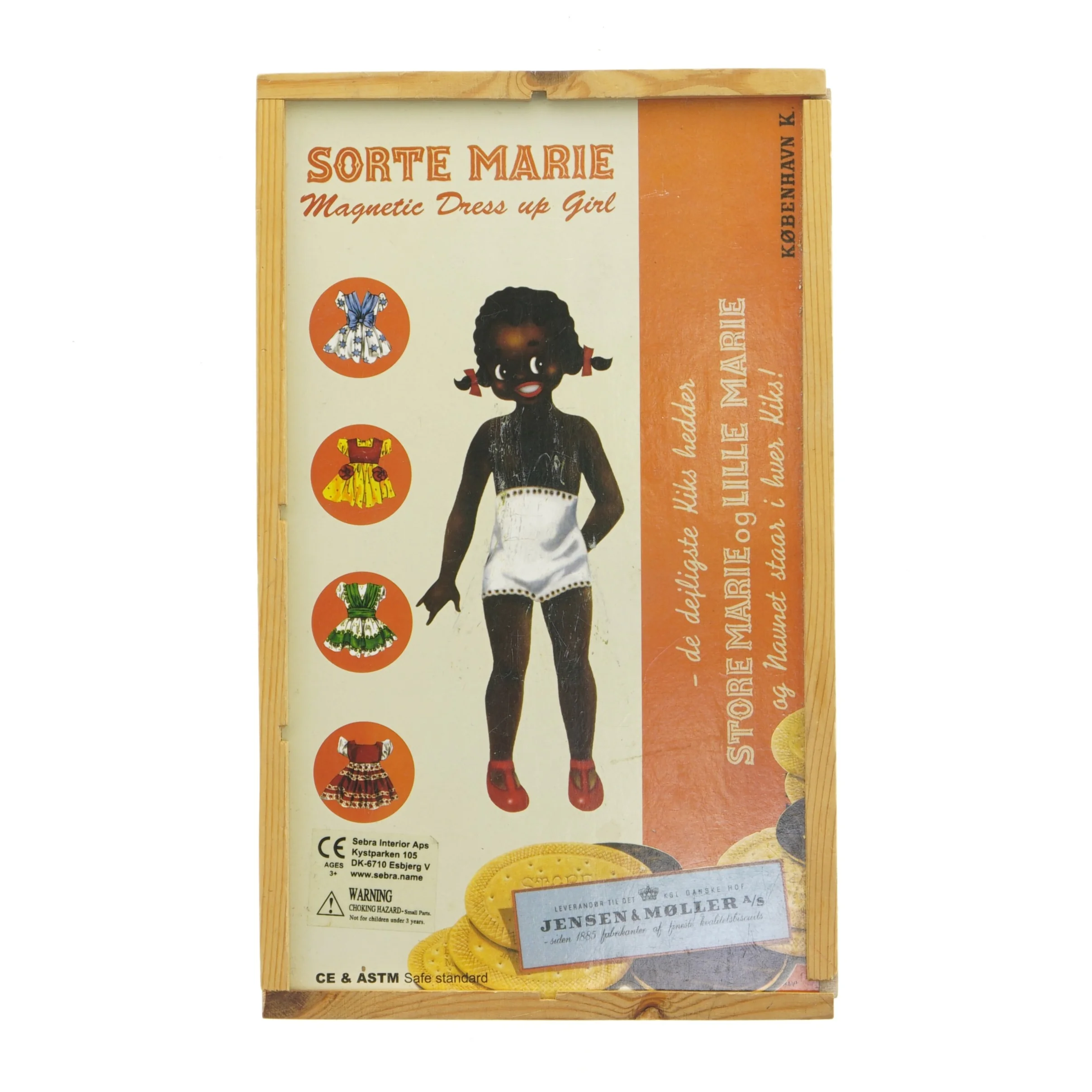 Vintage påklædningsdukke med tøj og tilbehør (str. 29 x 18 cm)