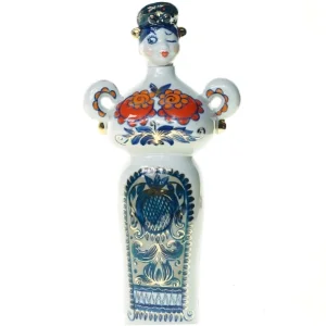Russisk porcelæn flaske i dame-facon (str. 32 x 8 x 16 cm)