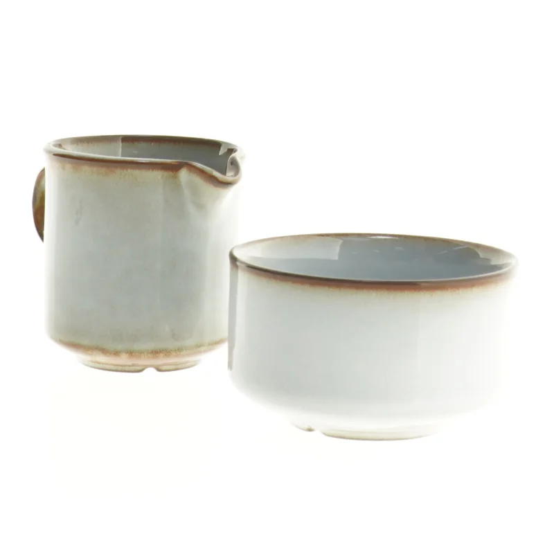 Keramik sæt med sukkerskål og mælkekande fra Søholm Stentøj (str. 10 x 6 cm og 8 x 11 x 7 cm)