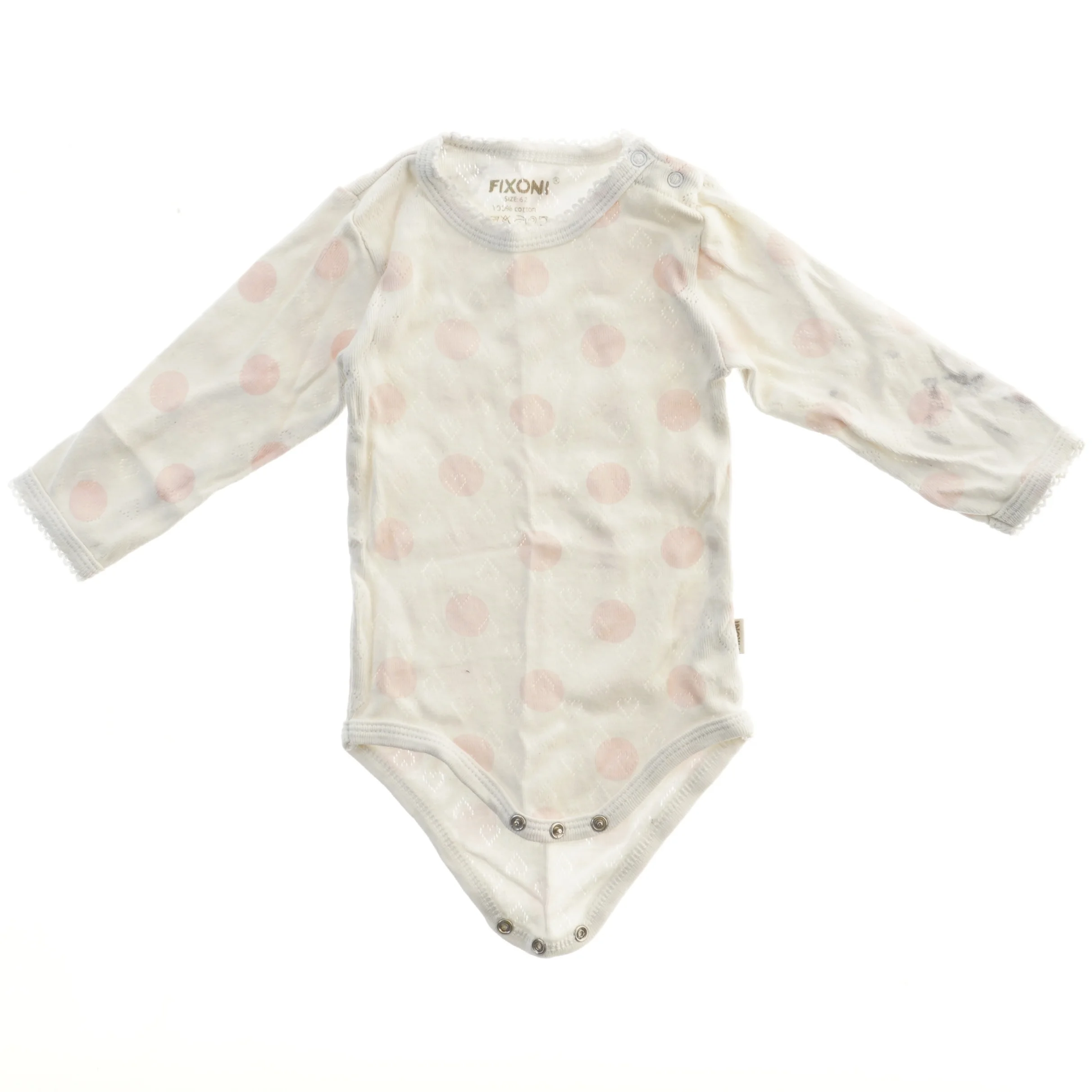 Langærmet bodystocking med prikker fra Fixoni (str. 62)