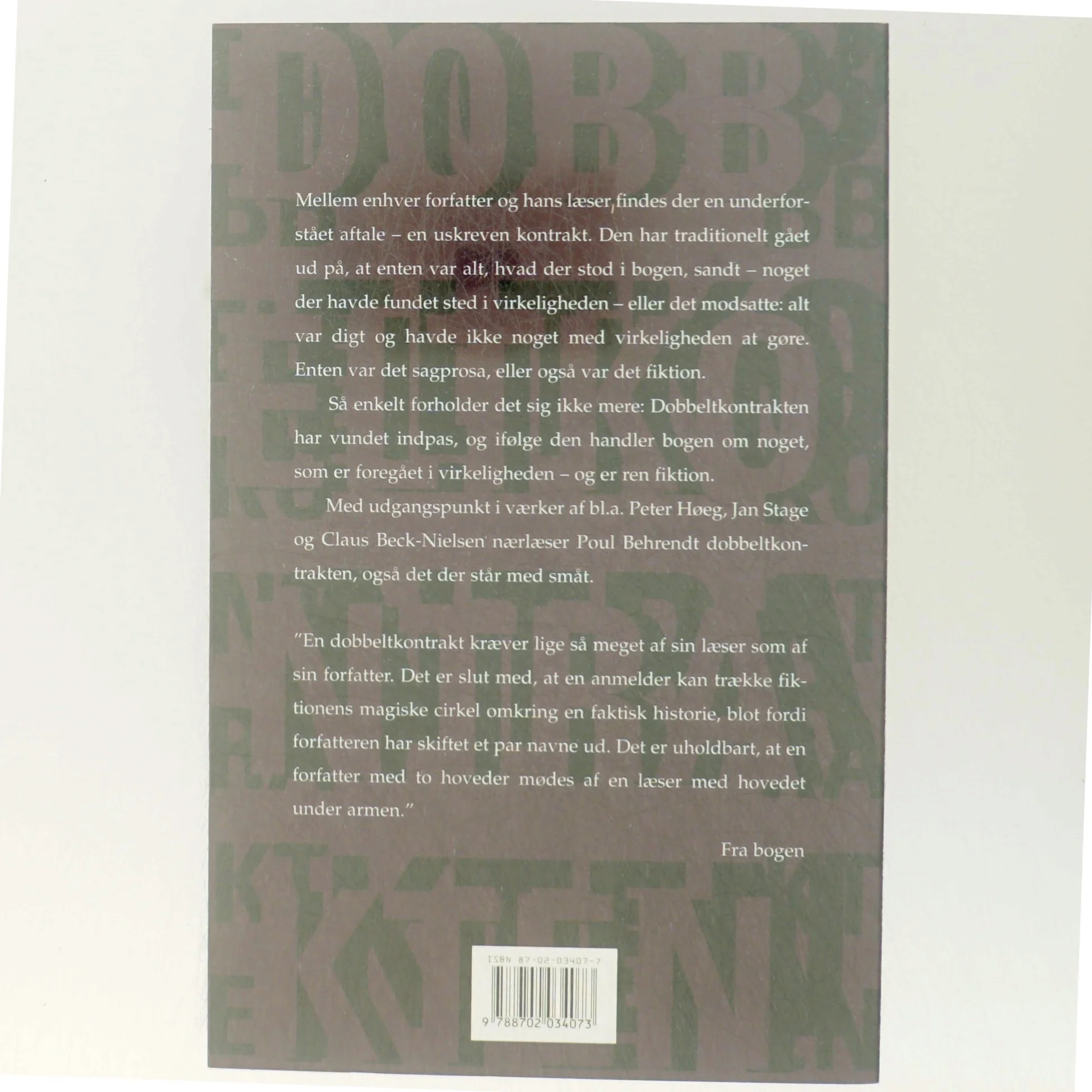 Dobbeltkontrakten : en æstetisk nydannelse af Poul Behrendt (Bog)