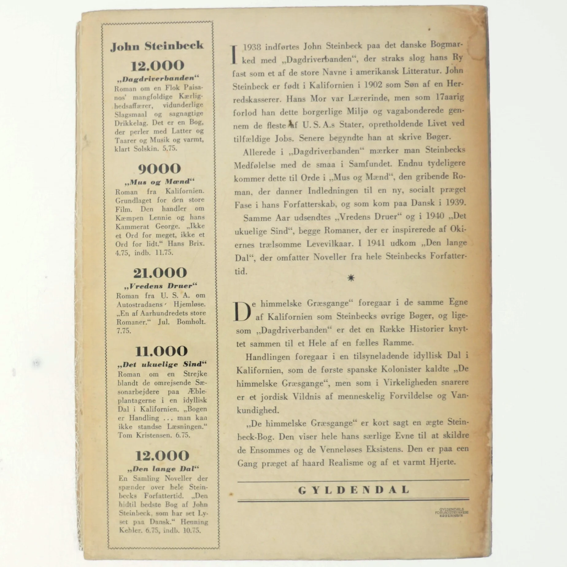 De himmelske græsgange af John Steinbeck