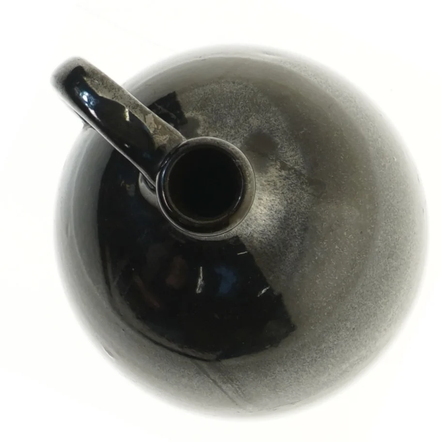 Antik lerdunk med hank (str. 24 cm)