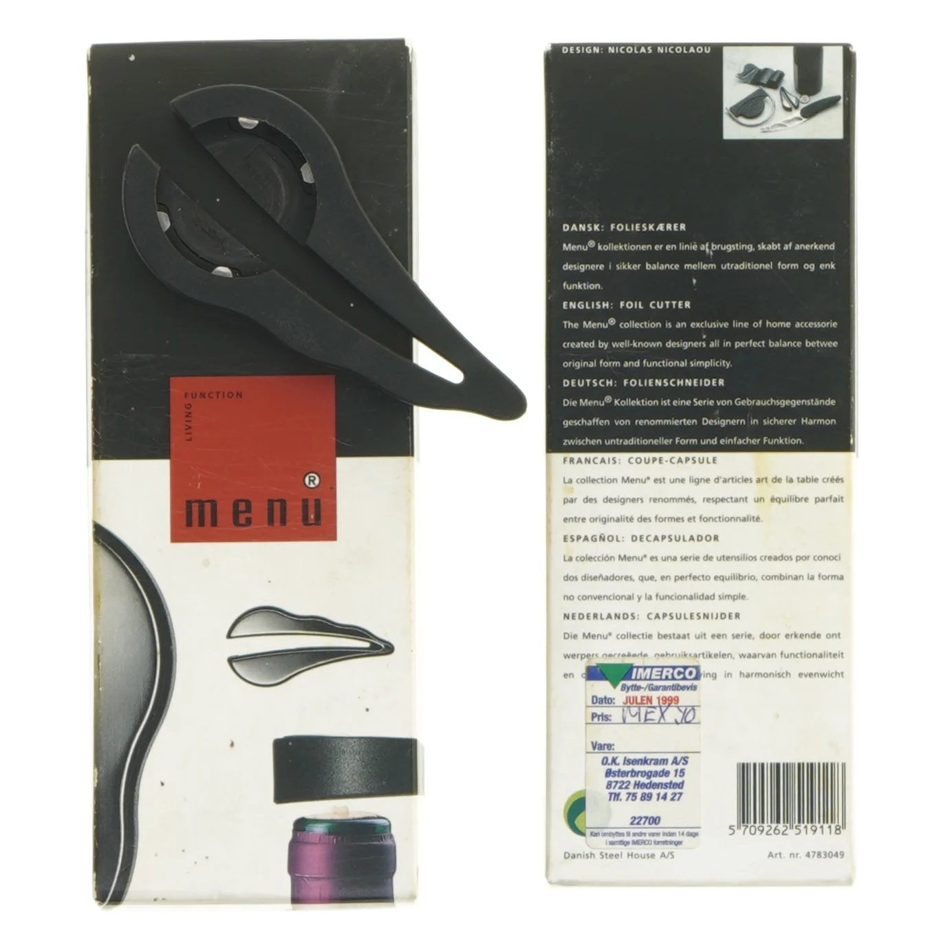 Folieskærer fra Menu (str. 10 x 4,5 x 1 cm)