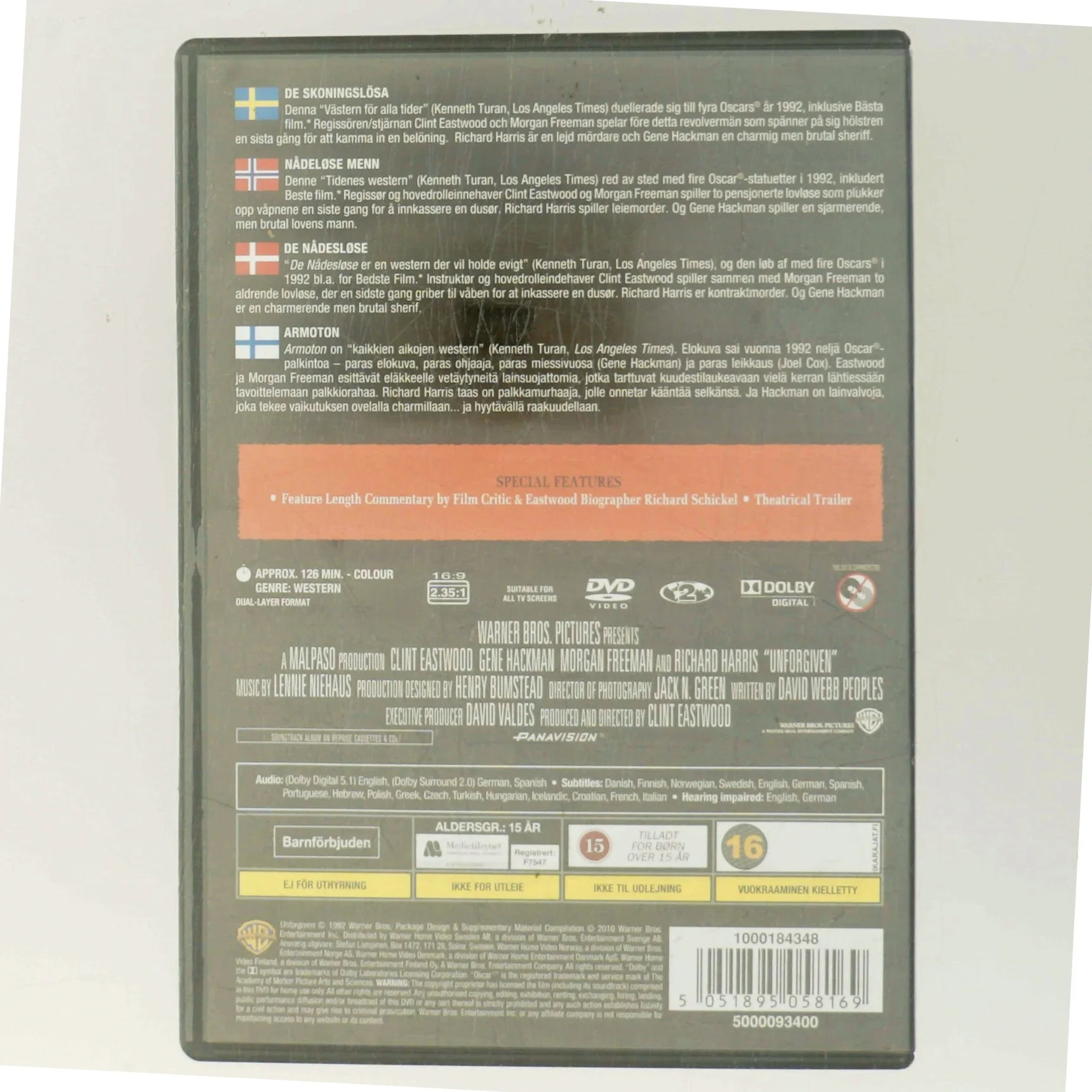 Unforgiven                                        <span class="label label-blank pull-right" style="margin-right: 3px;">Standard edition</span> med Clint Eastwood (DVD)