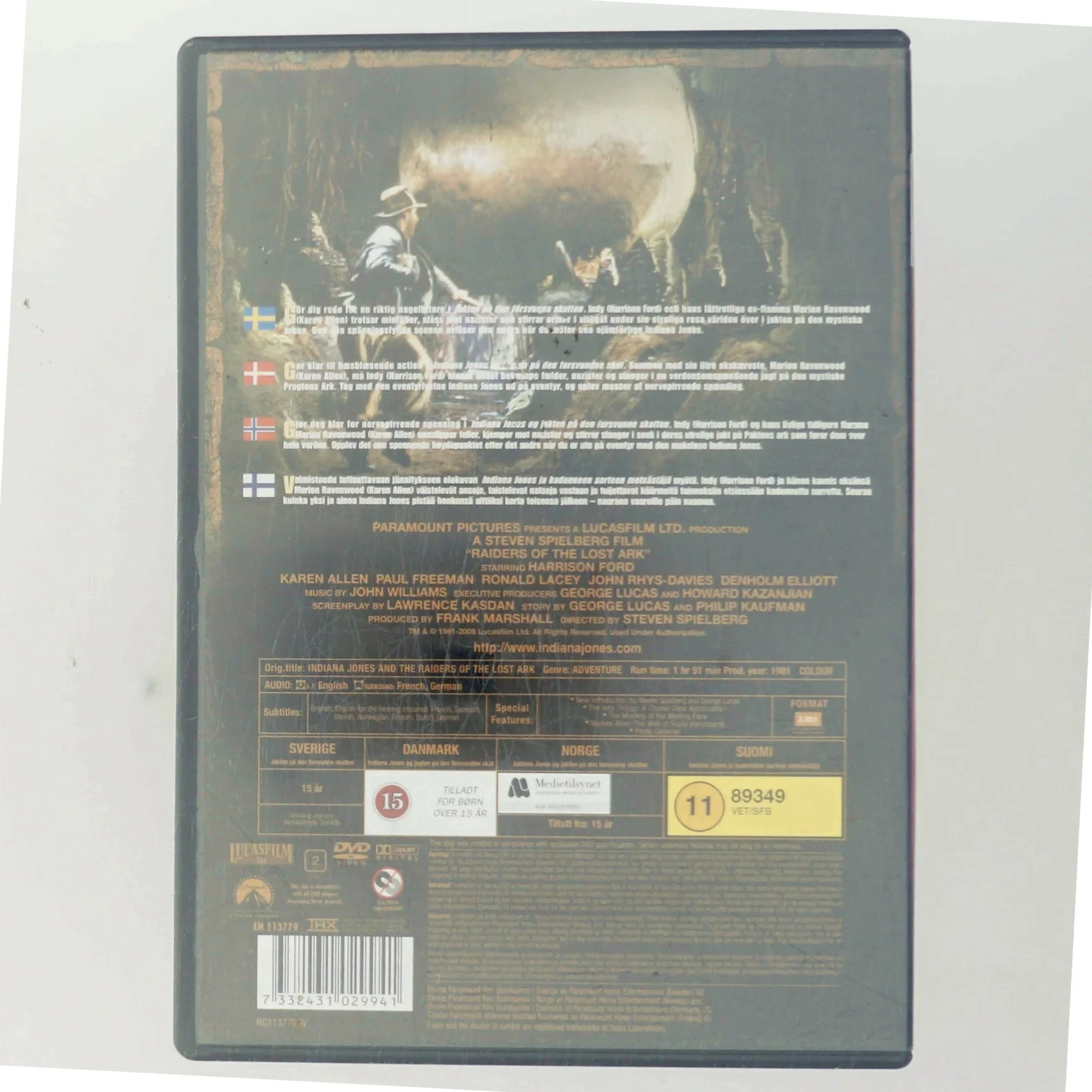 Indiana Jones, and the raiders of the lost ark med Harrison Ford (DVD)