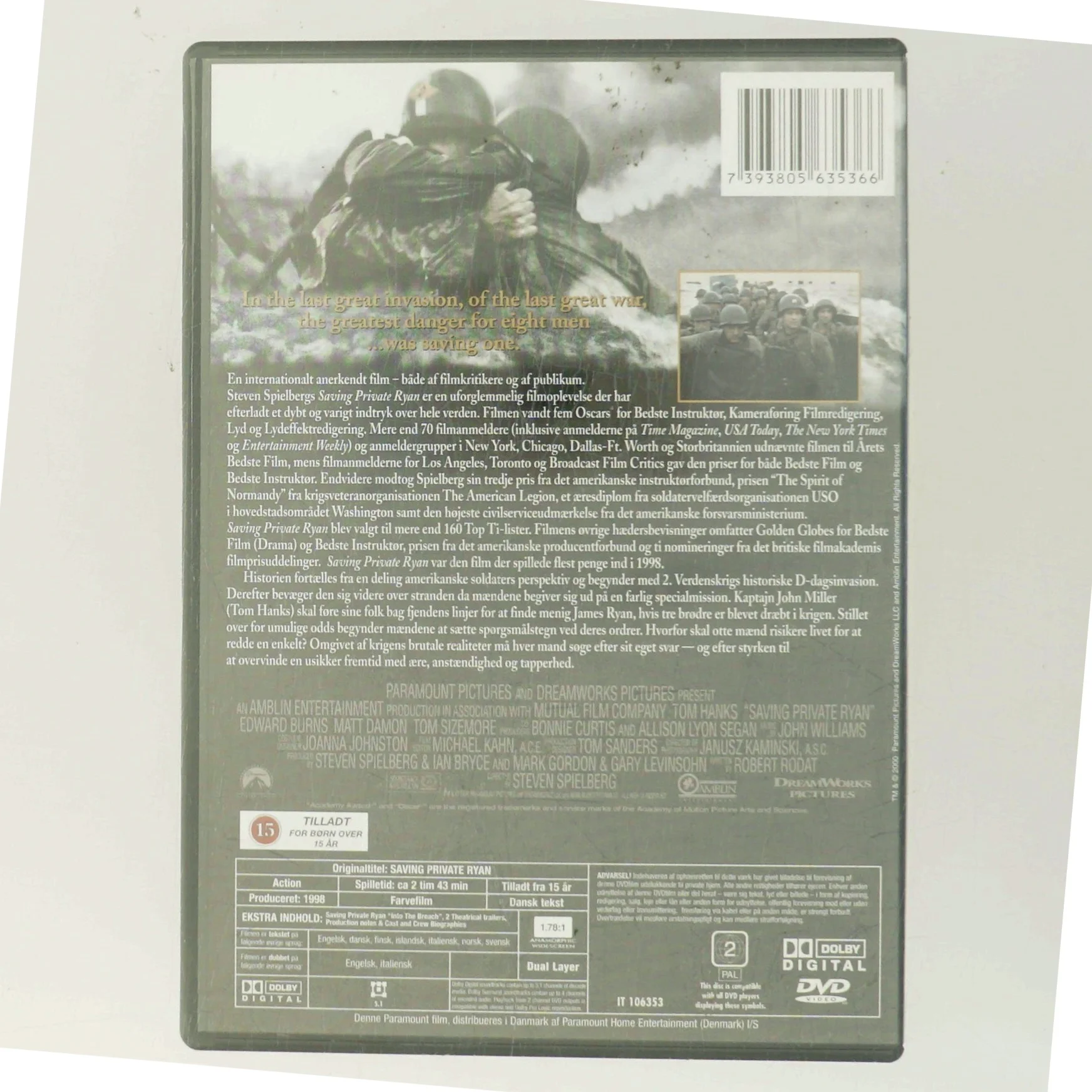 Saving Private Ryan med Tom Hanks (DVD)