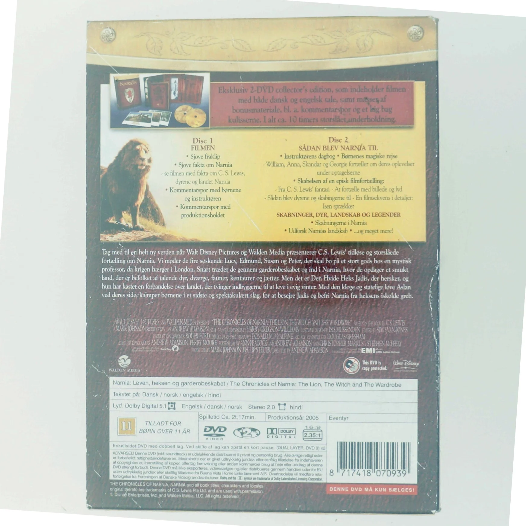 The Chronicles of Narnia - the Lion, the Witch & the Wardrobe (Narnia - Løven, Heksen og Garderobeskabet (2005)) med William Moseley (DVD)