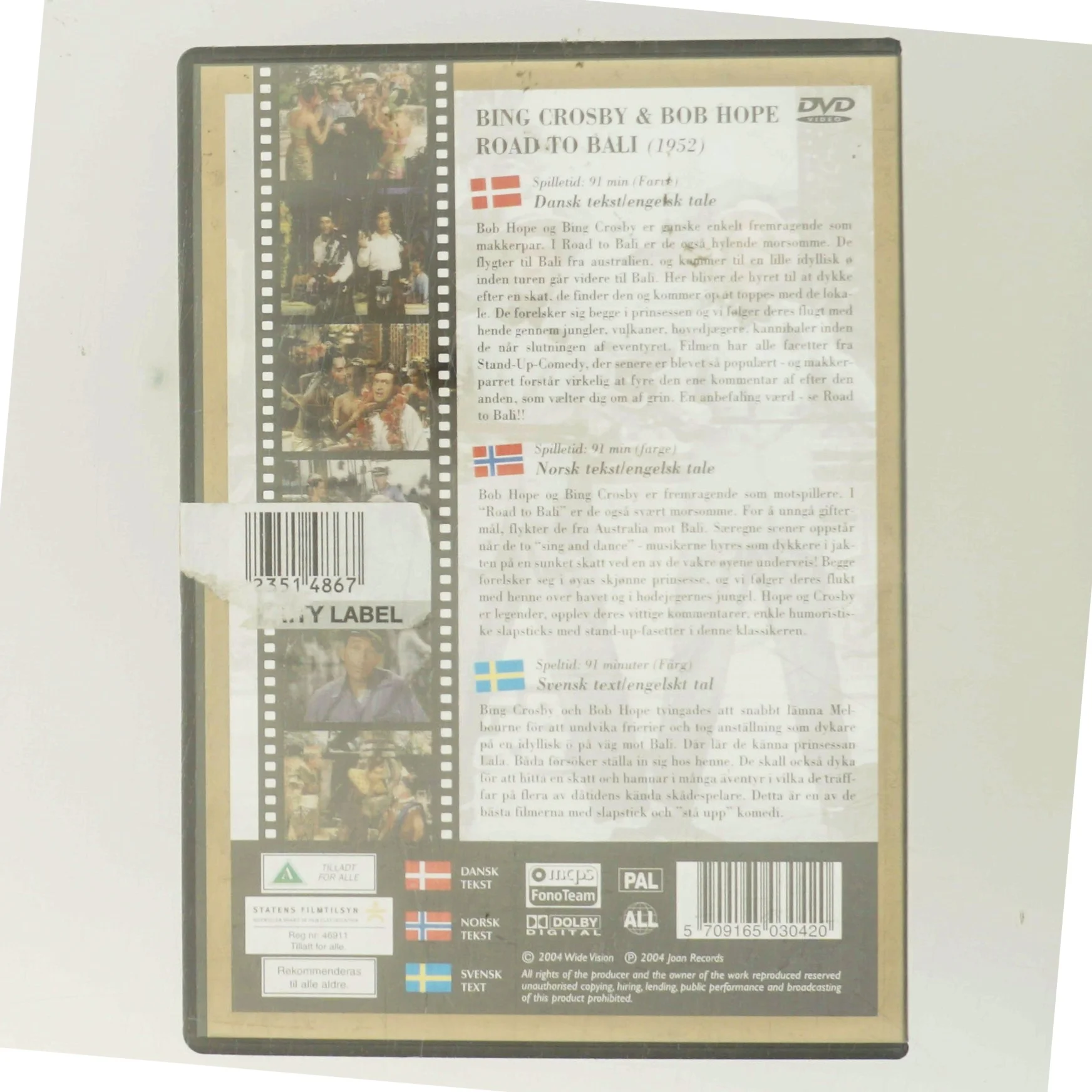 Road to Bali med Bing Crosby (DVD)