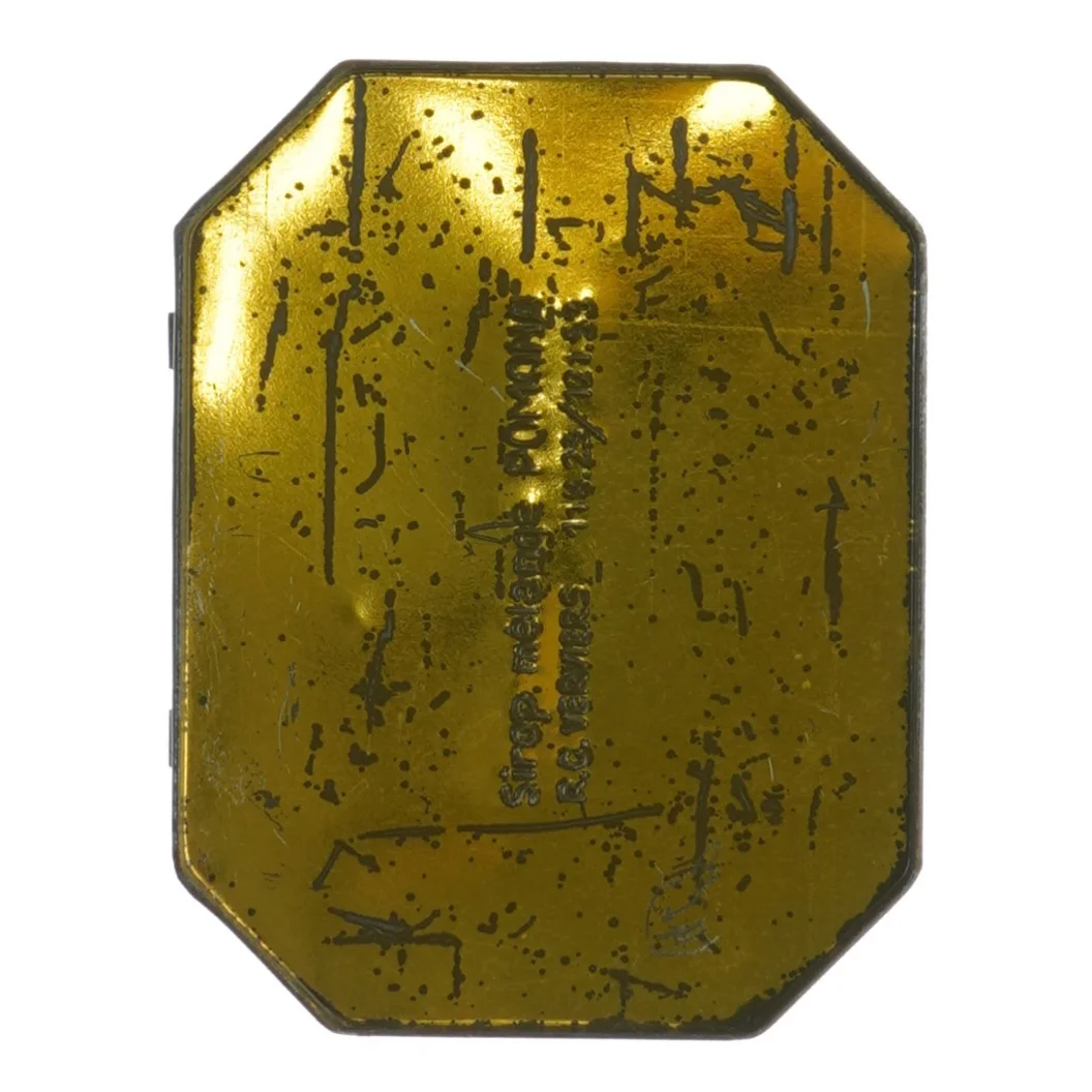 Ældre blikæske med fuglemotiv (str. 13 x 10 x 5 cm)