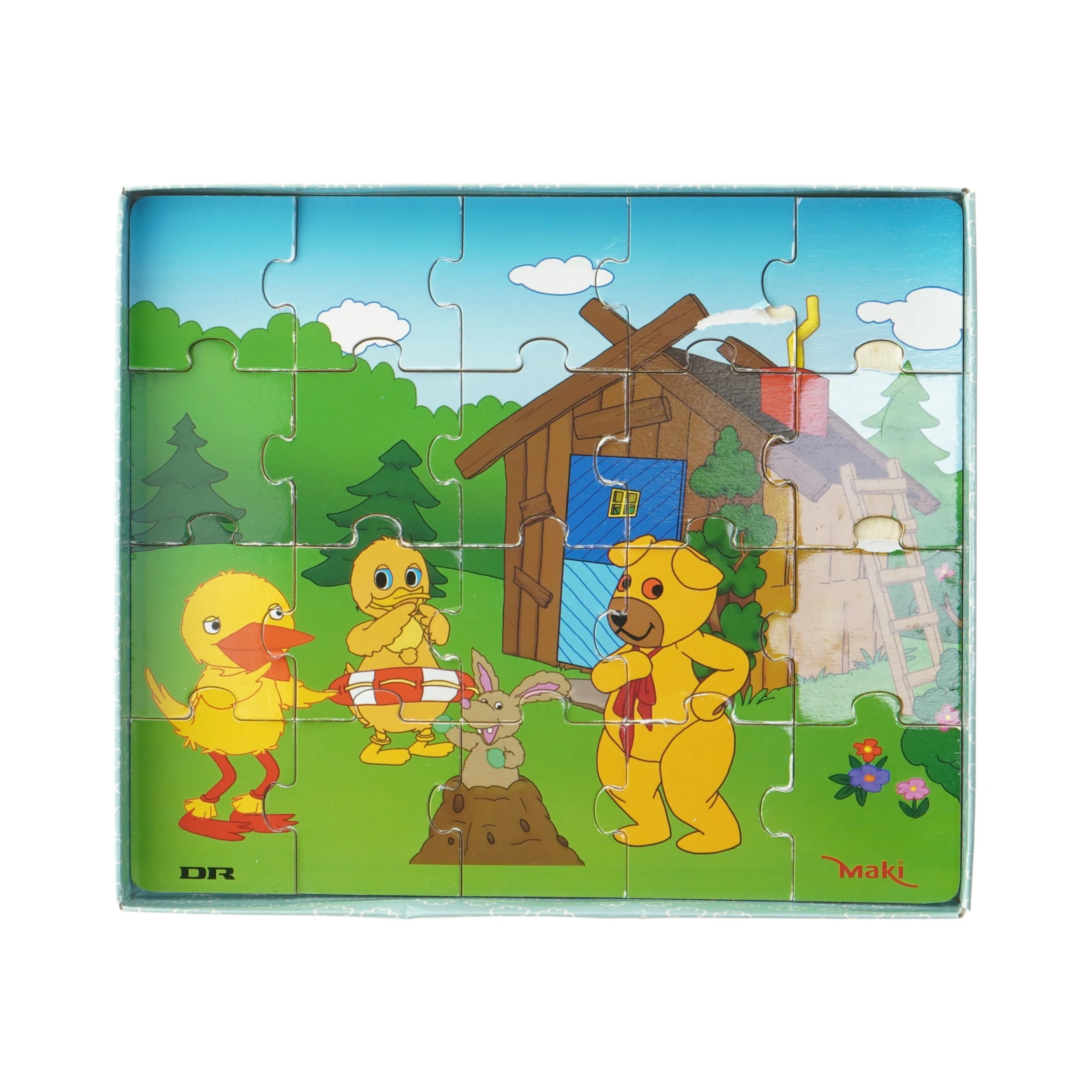 Bamse og Kylling puslespil i træ fra DR (str. 25x21 cm)