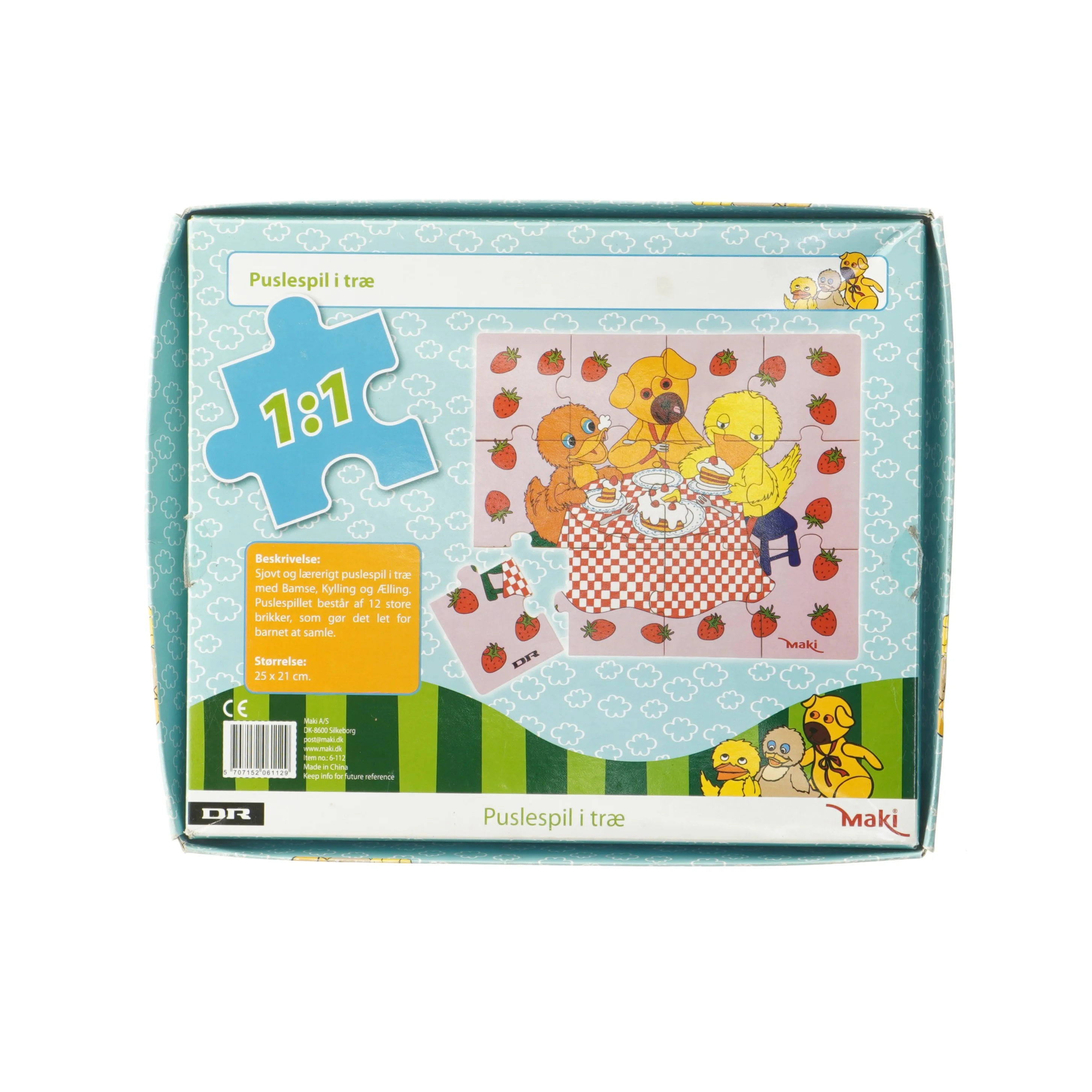 Bamse og Kylling puslespil i træ fra DR (str. 25x21 cm)