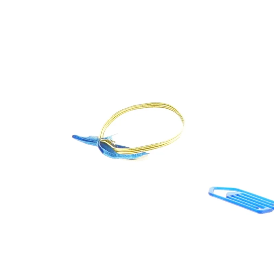 Guldarmbånd med blå sløjfe og klips (str. 4 cm)