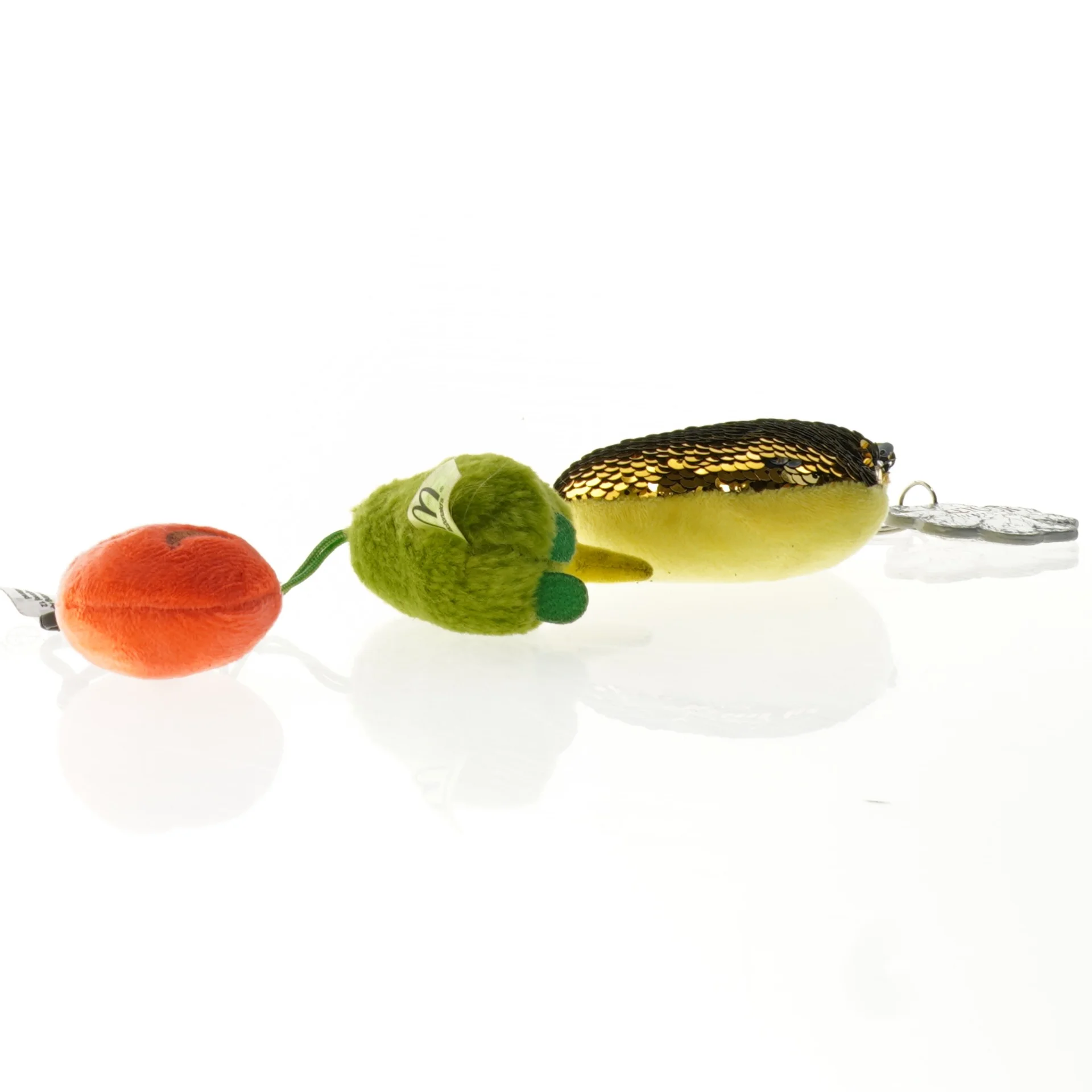 Vedhæng med design af frugt og dyrefigurer (str. 5 cm til 9 cm)