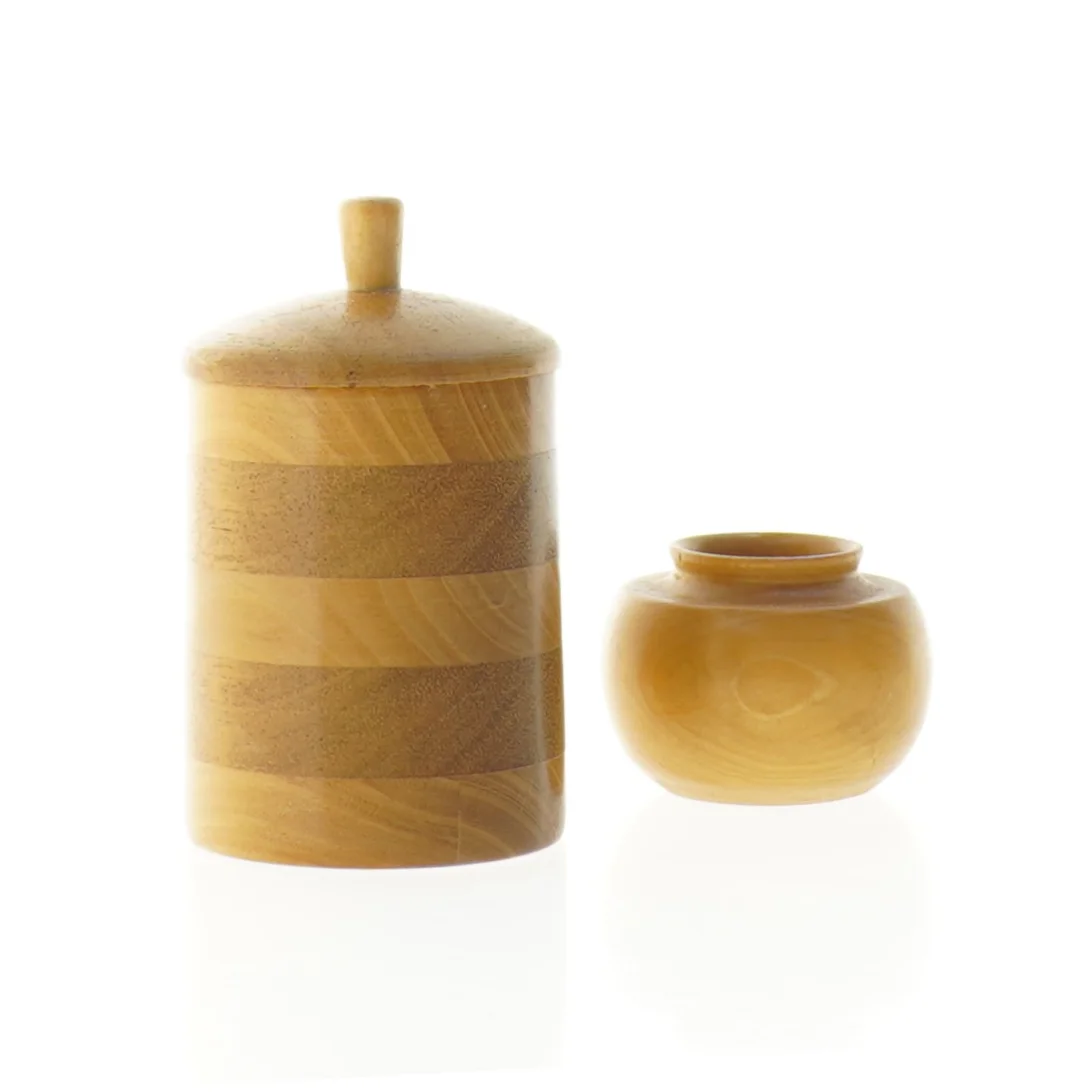 Træbeholdere med låg (str. 10 x 6 cm og 5 x 4 cm)