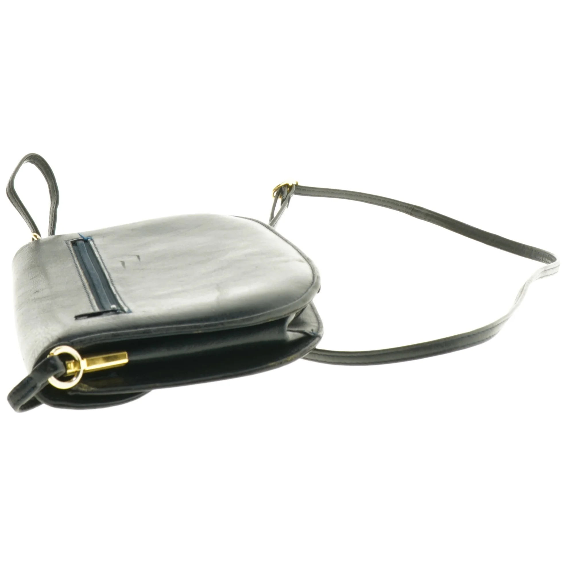 Marinefarvet lædertaske fra Bon Goût (str. 24 x 15,5 cm)