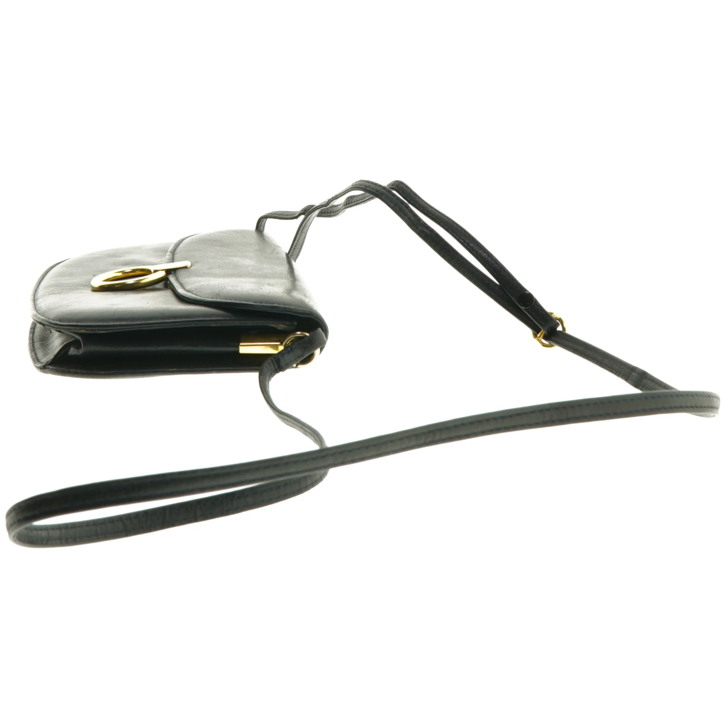 Marinefarvet lædertaske fra Bon Goût (str. 24 x 15,5 cm)