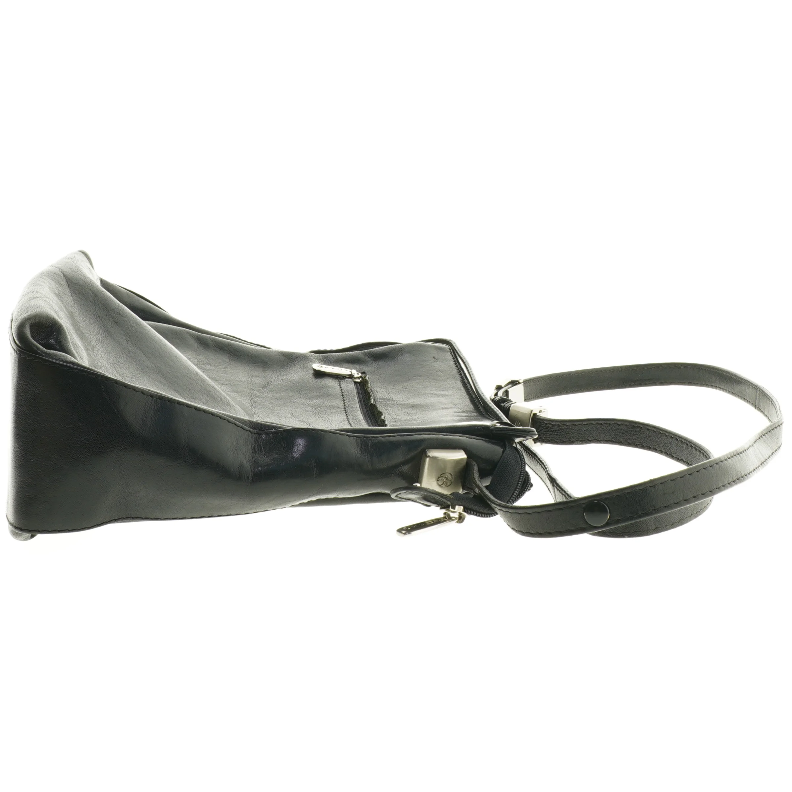 Sort skuldertaske i læder fra Adax (str. 31 x 26 cm)