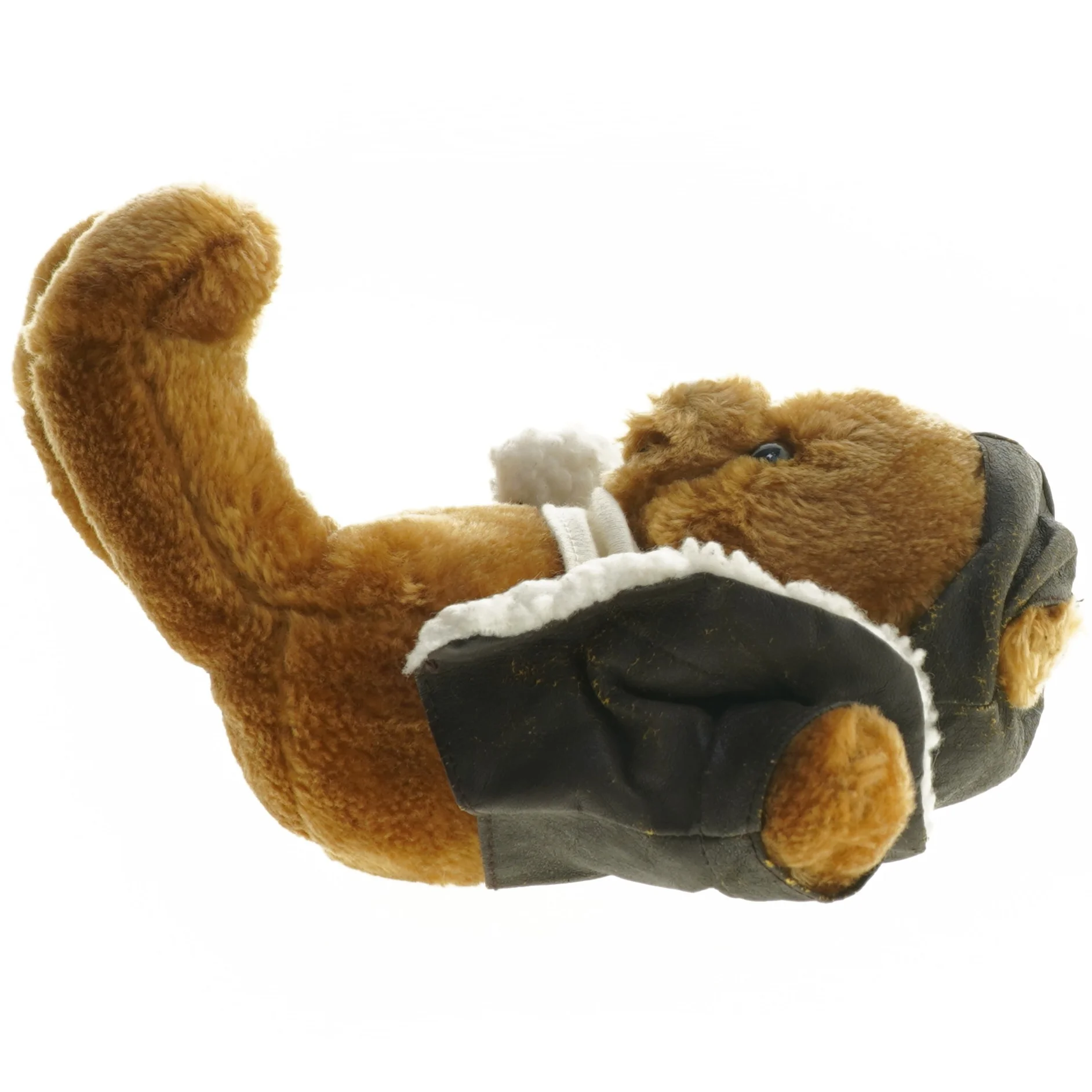 Bjørn plyslegetøj med pilotjakke (str. 28 cm)