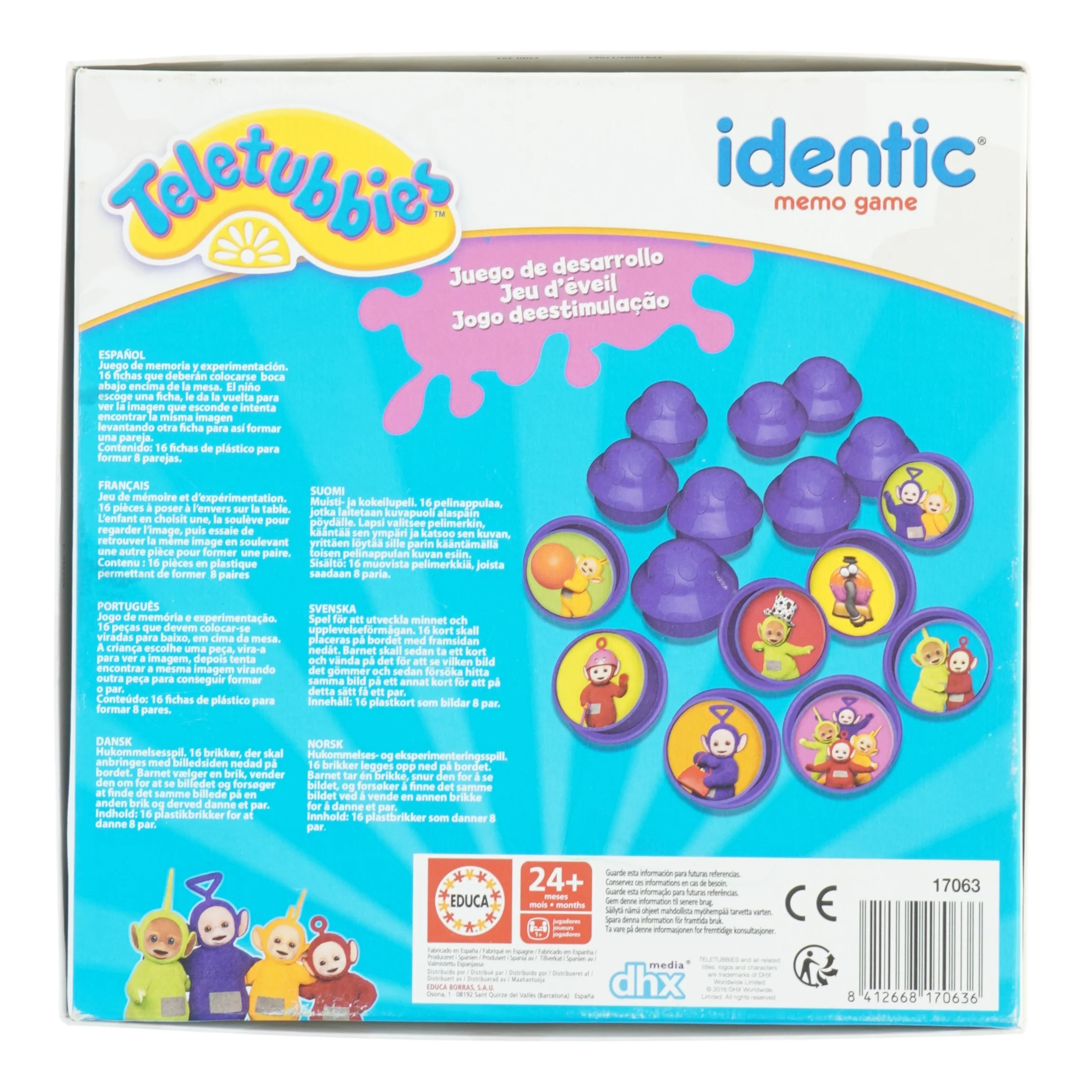 Teletubbies Identisk Hukommelsesspil fra Educa (str. 25x25 cm)