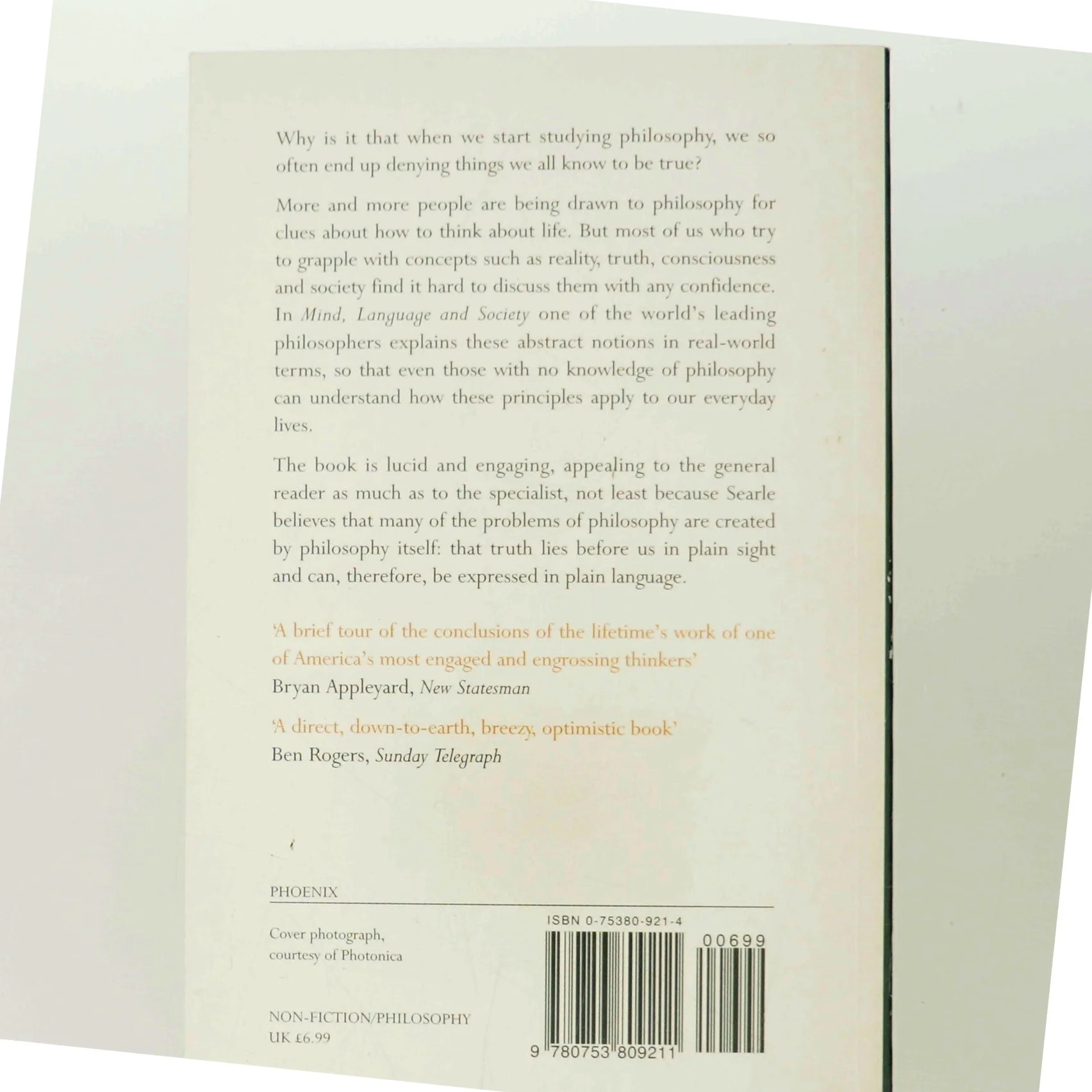 Mind, language and society : philosophy in the real world af John R. Searle (Bog)