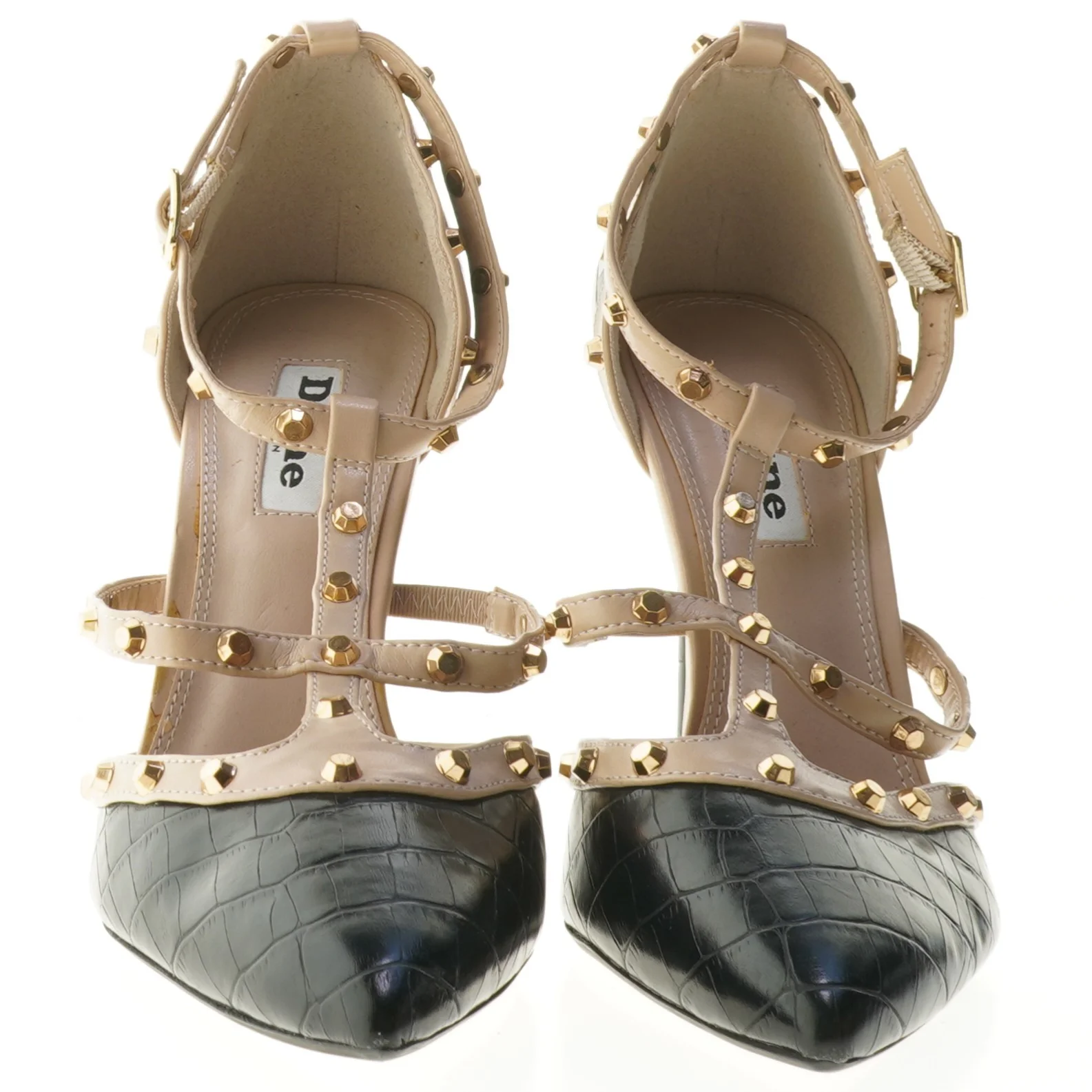 Sort stiletter med gyldne nitter fra Dune London (str. 38 )