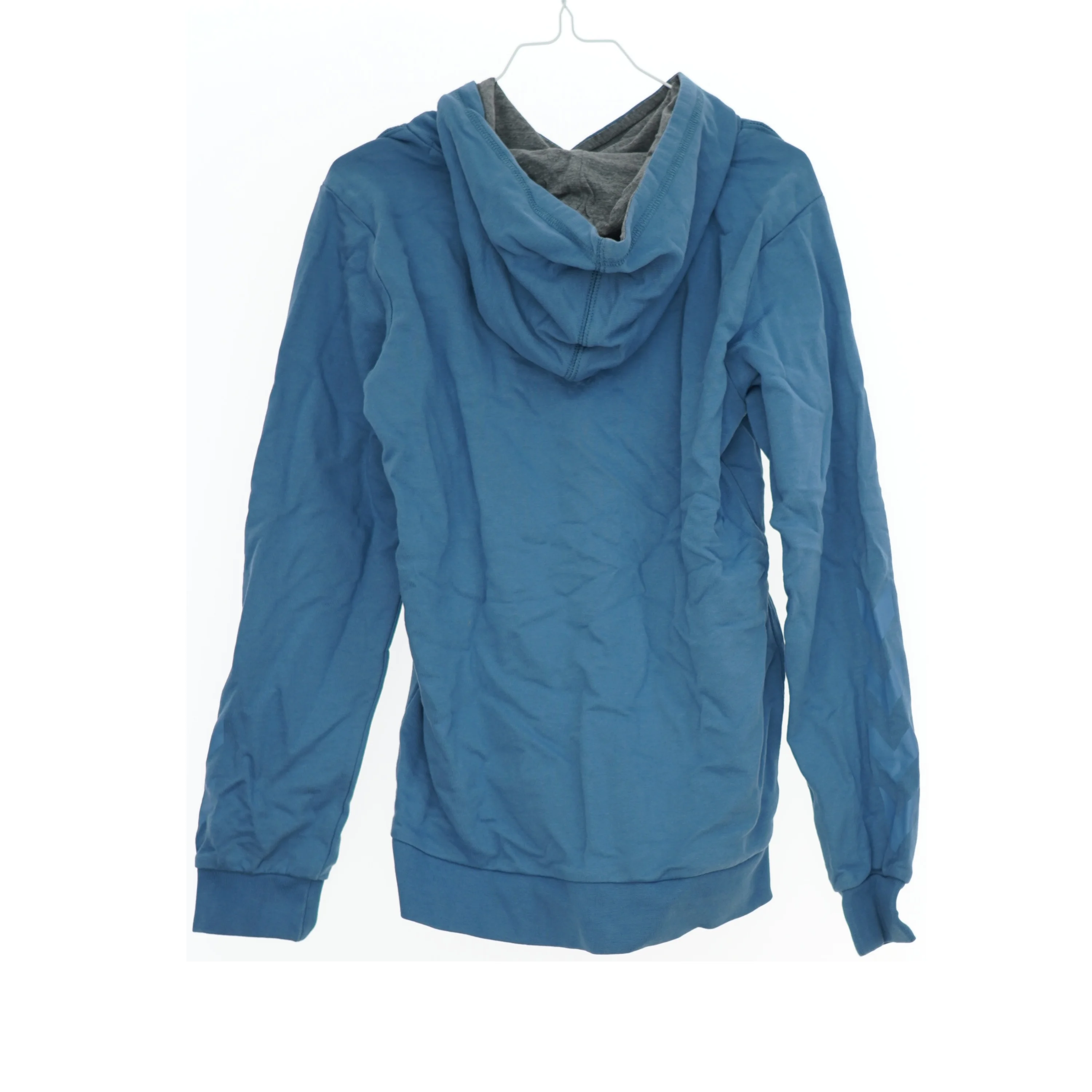 Blå hættetrøje med logo fra Hummel (str. 140)