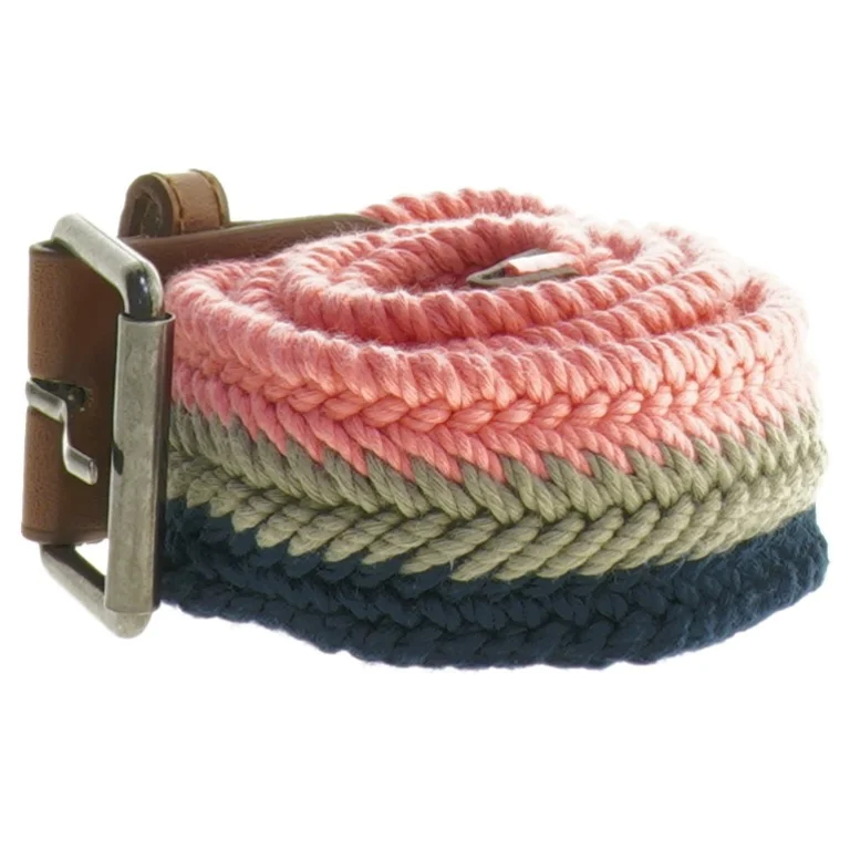 Farvet flettet bælte (str. 84 cm)