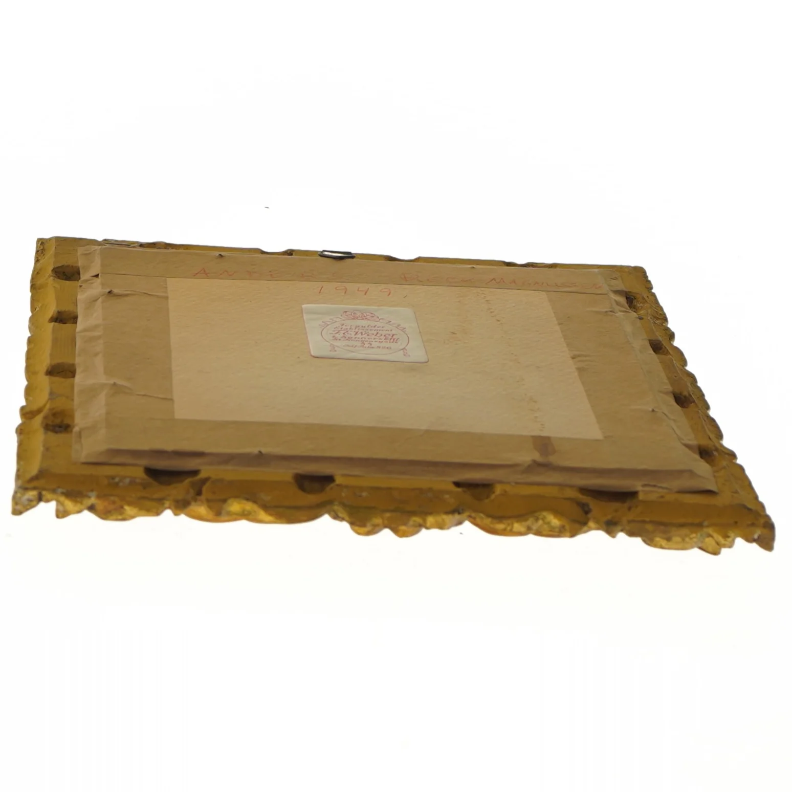 Dekorativ antik ramme med billede (str. 22,5x22,5 cm)