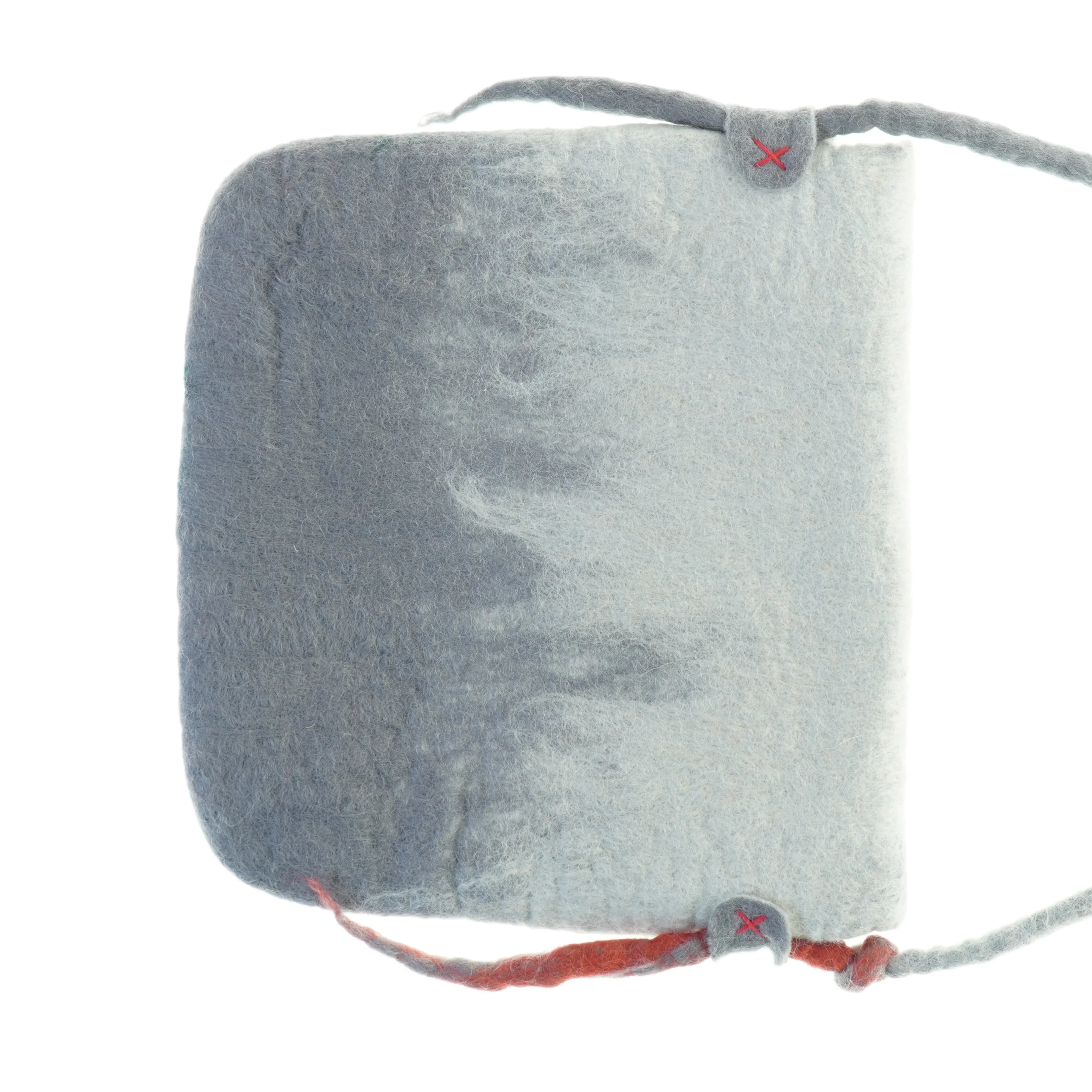 Filtet og håndlavet skuldertaske i uld (str. 28x26 cm)