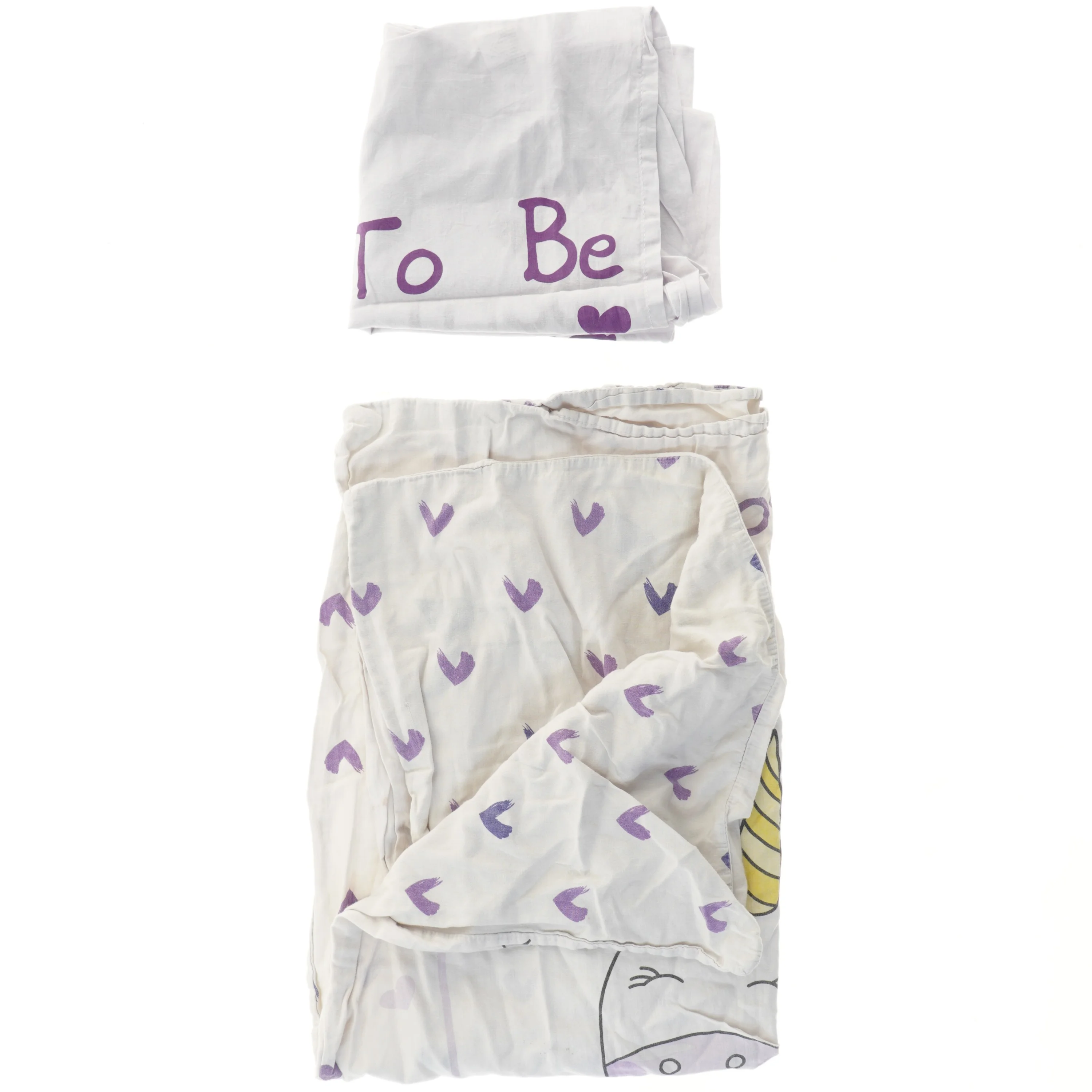 Sengetøjsæt med enhjørning (str. 90x60 & 39x42 cm)