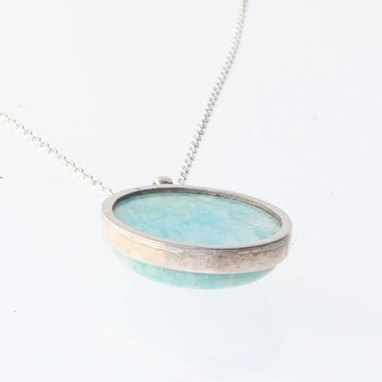 Sølv halskæde med blå vedhæng (str. 46 cm)