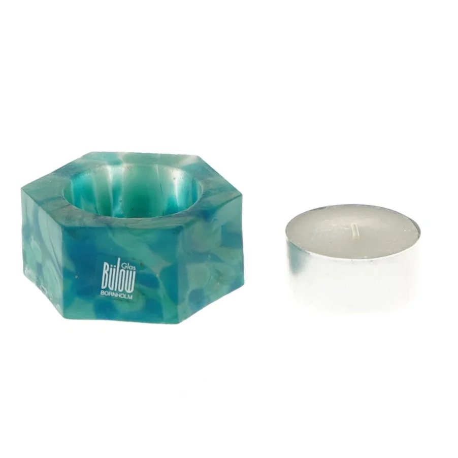 Glas fyrfadslysestage fra Bülow Glas Bornholm (str. 6,5 cm)