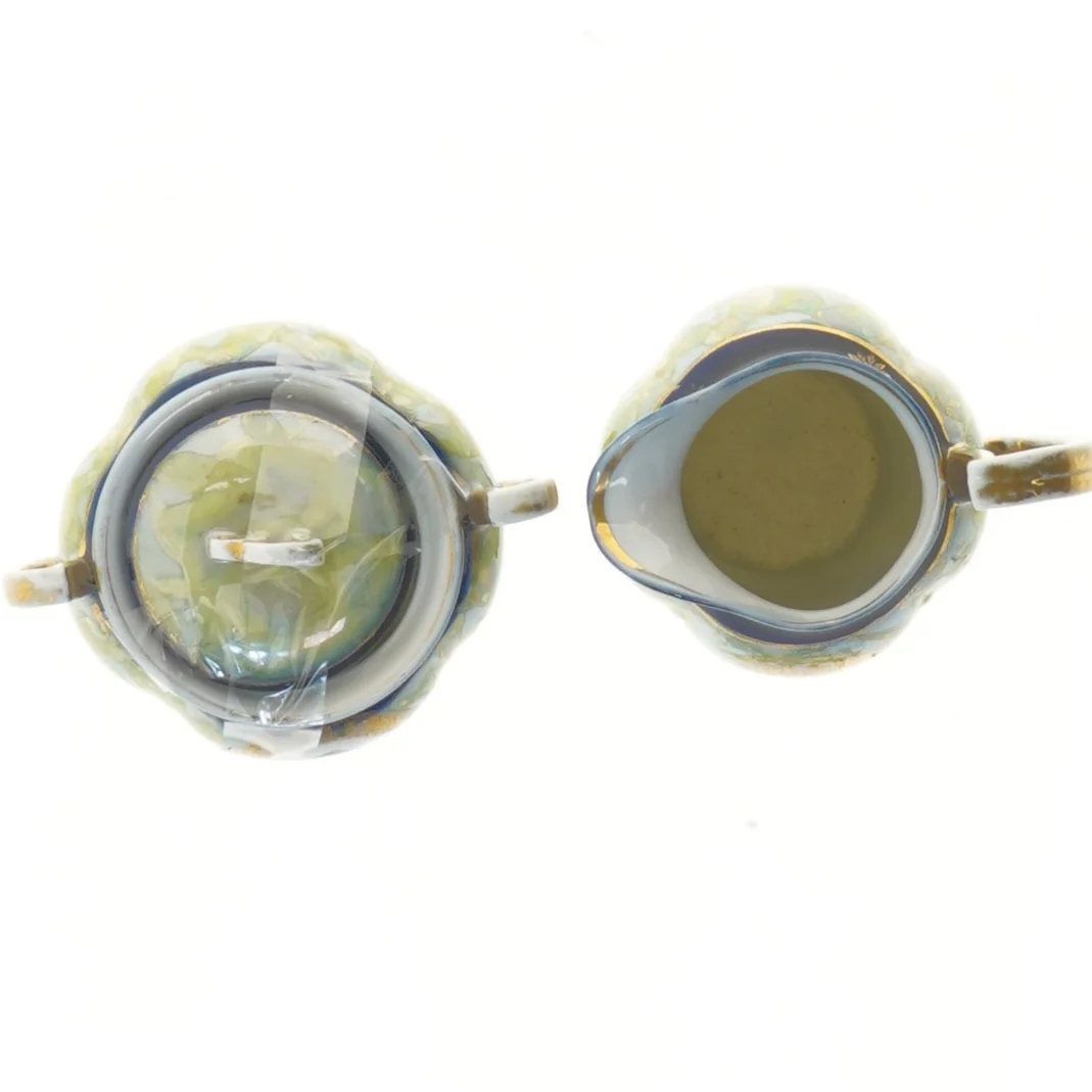 Antikt porcelænsserveringssæt (str. ø 8 cm, 12 cm)