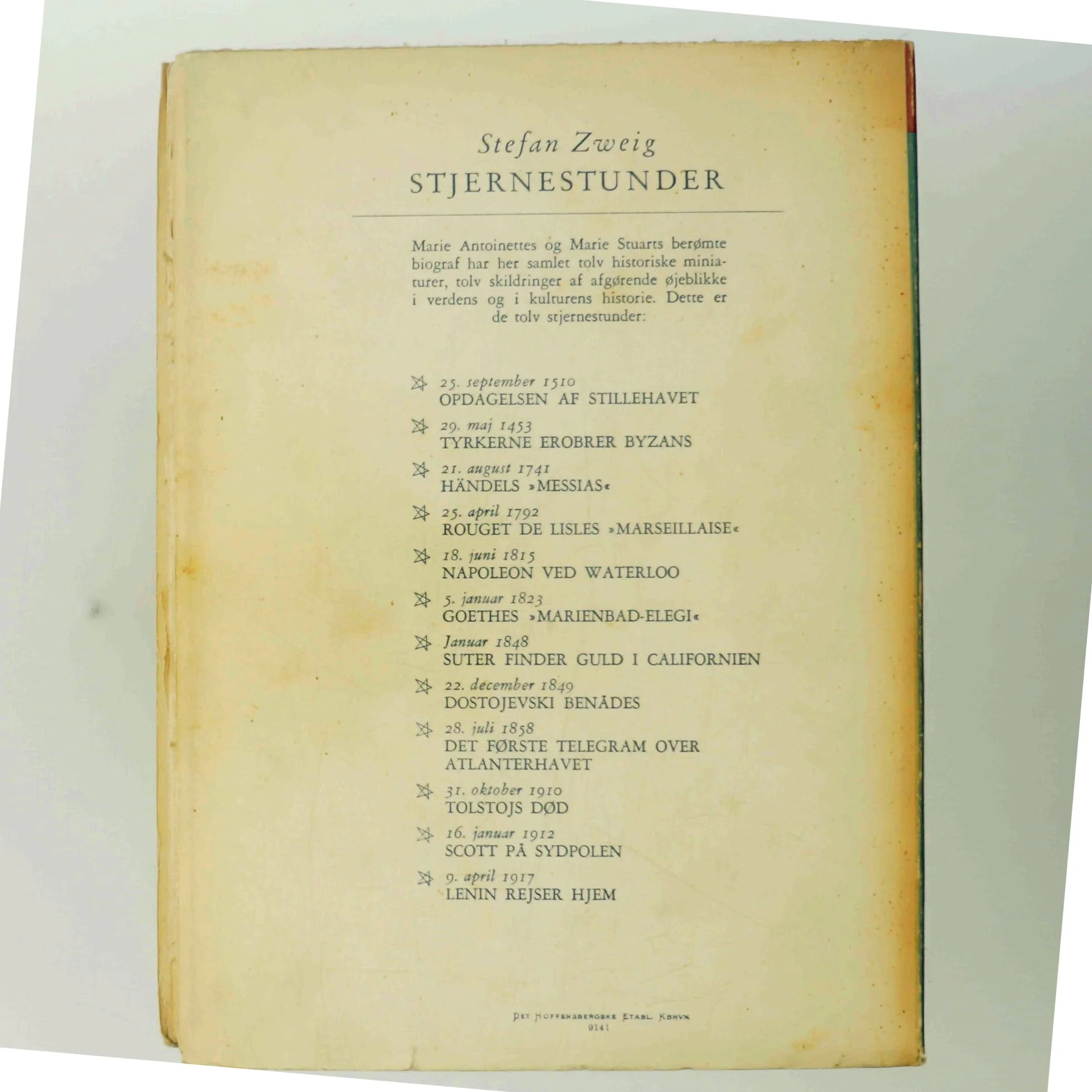 Stjernestunder af Stefan Zweig (Bog)