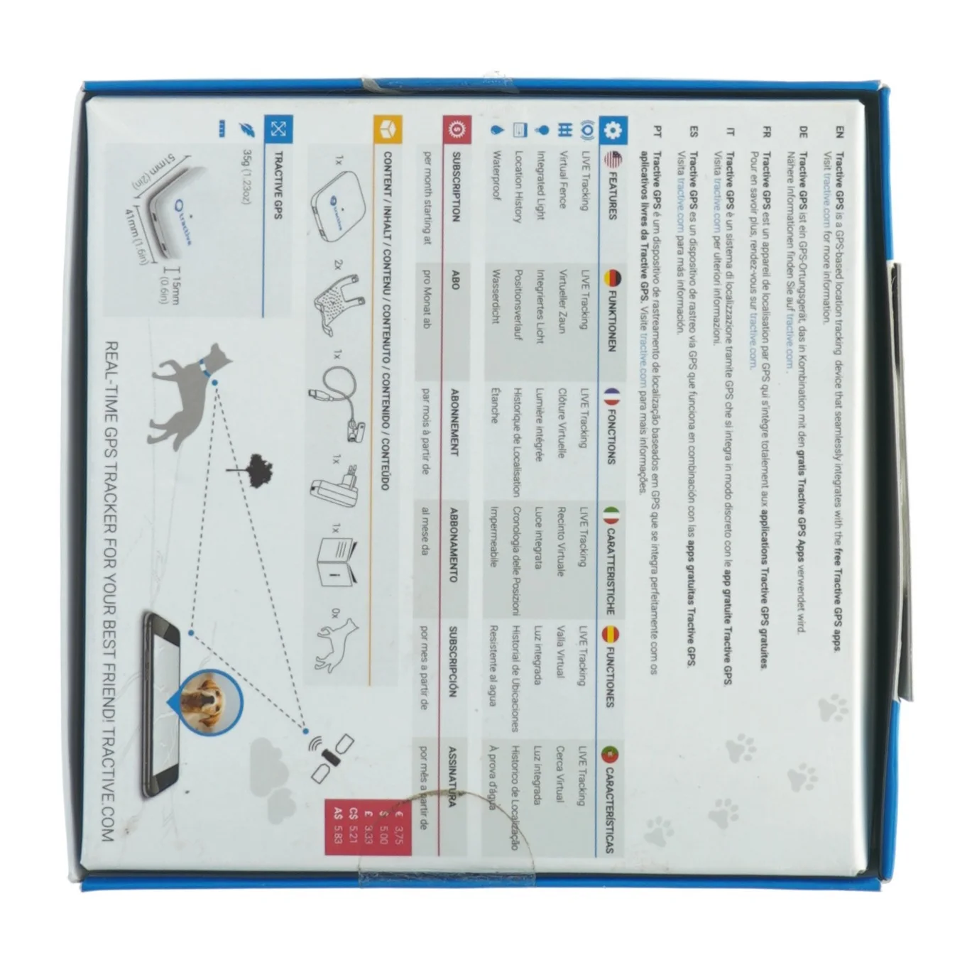 GPS tracker til kæledyr fra Tractive (str. 5 x. 4 cm)