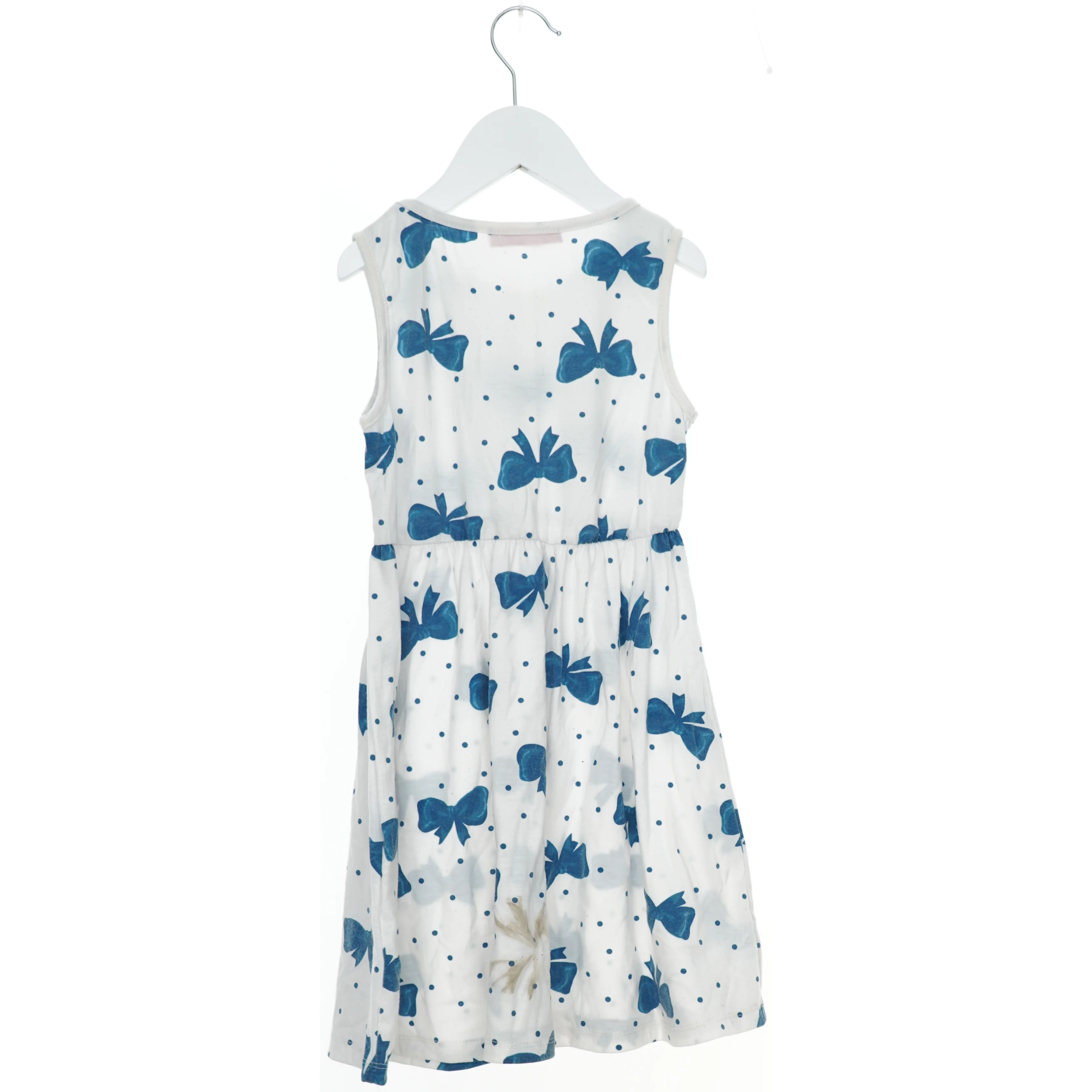 Hvid kjole med blå sløjfer fra Lida Fashion (str. 128)