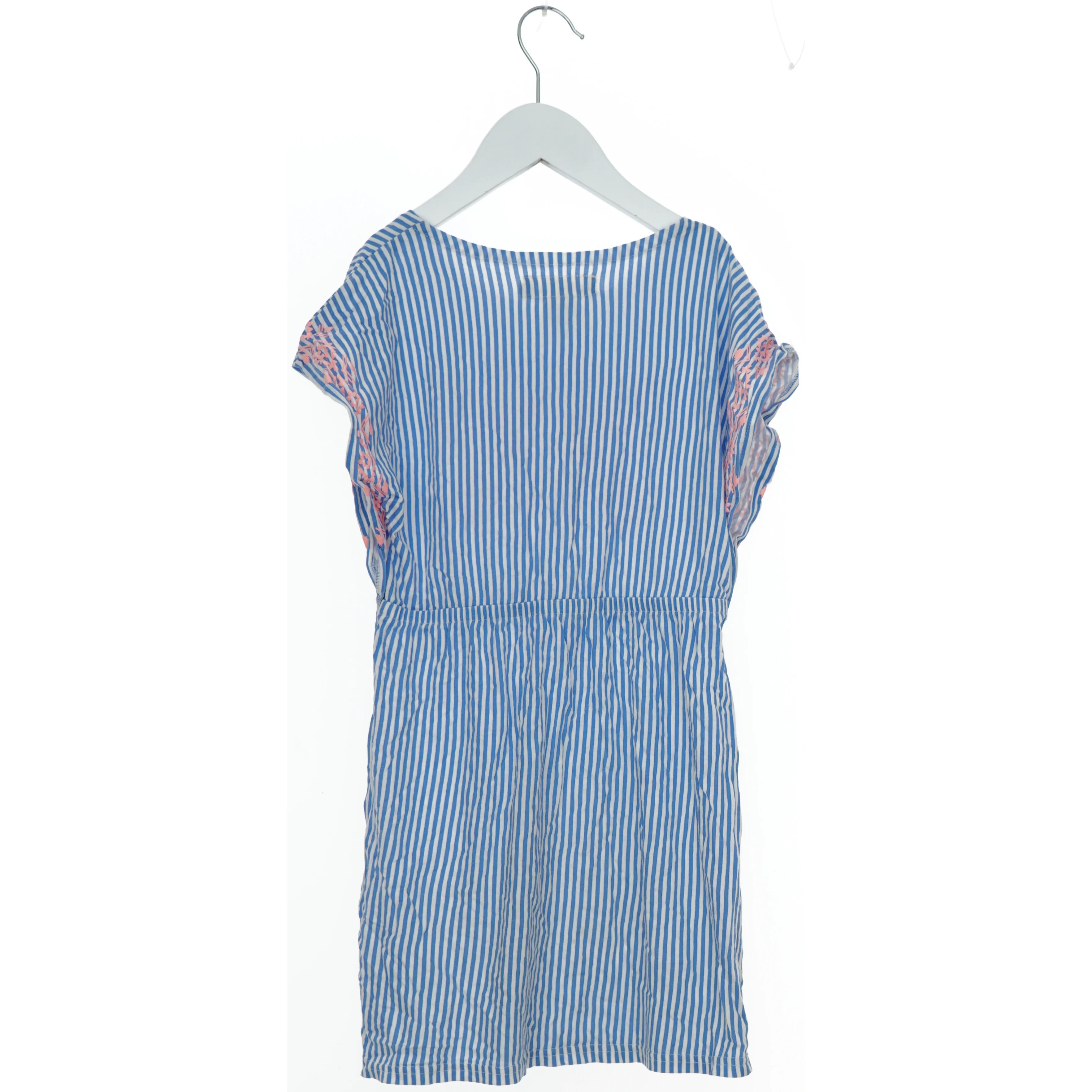 Blå og hvidstribet kjole med pink mønster fra Logg (str. 128)