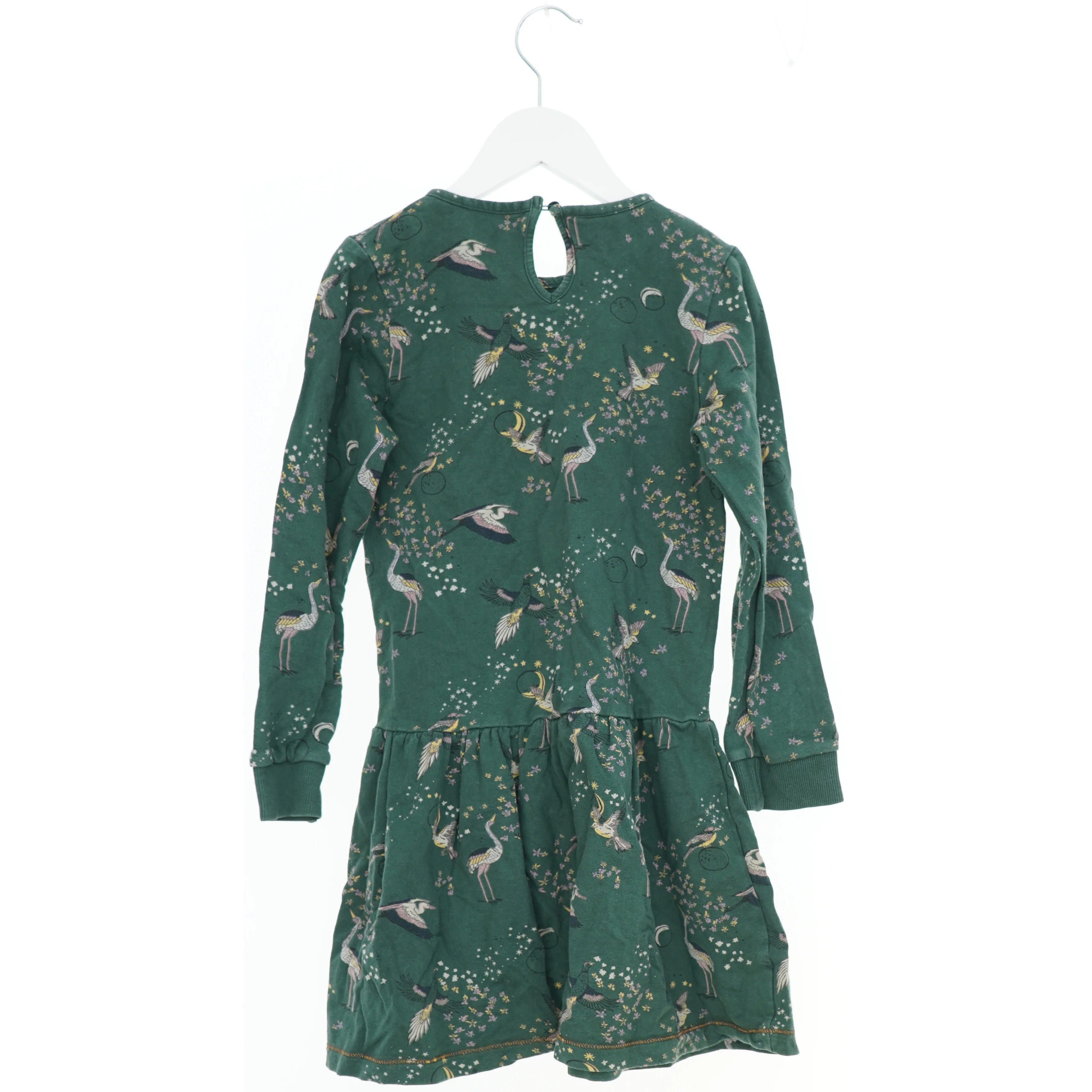 Grøn kjole med fuglemønster fra Me Too (str. 128)