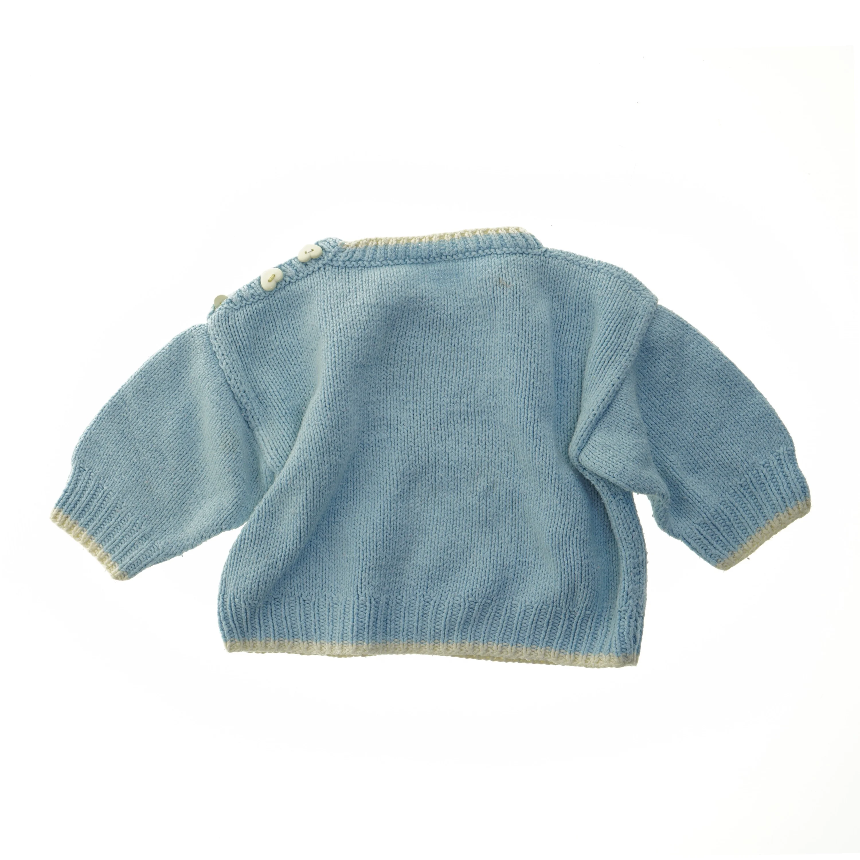 Babytrøje med bamsemotiv (str. Bryst. 31 cm. længde. 27 cm)