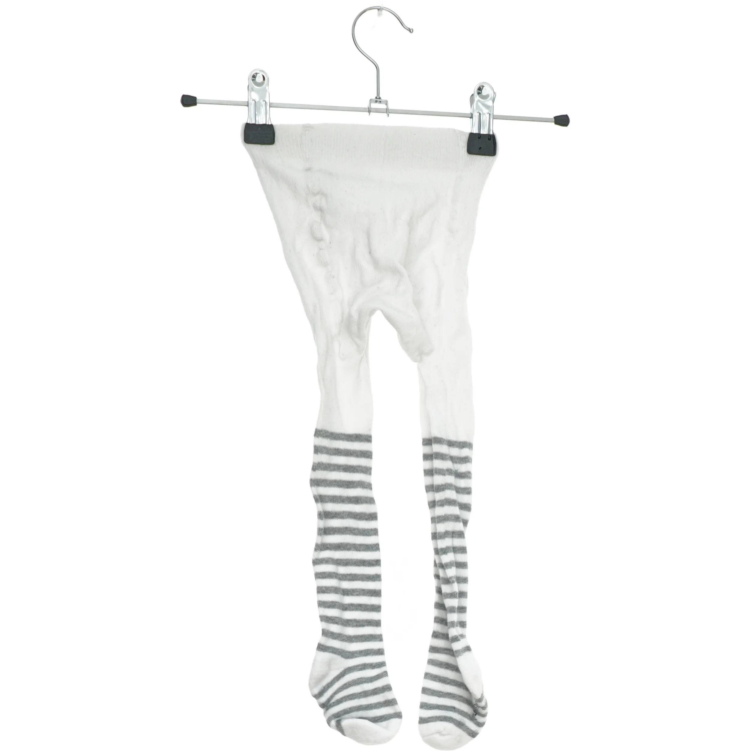 Hvide og gråstribede strømpebukser til børn fra Poco Piano (str. 80)