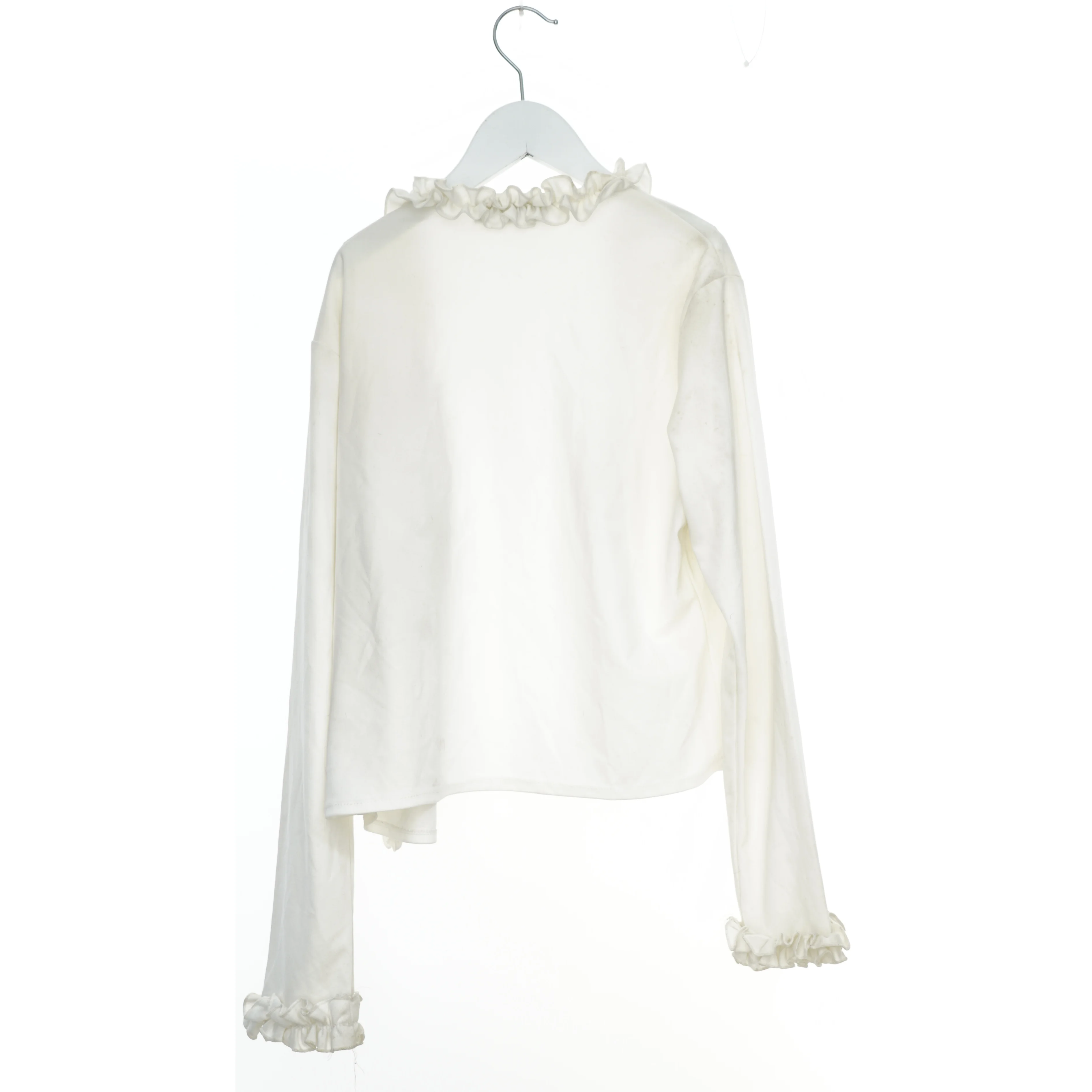 Hvid cardigan med flæser fra Morrison (str. 164)