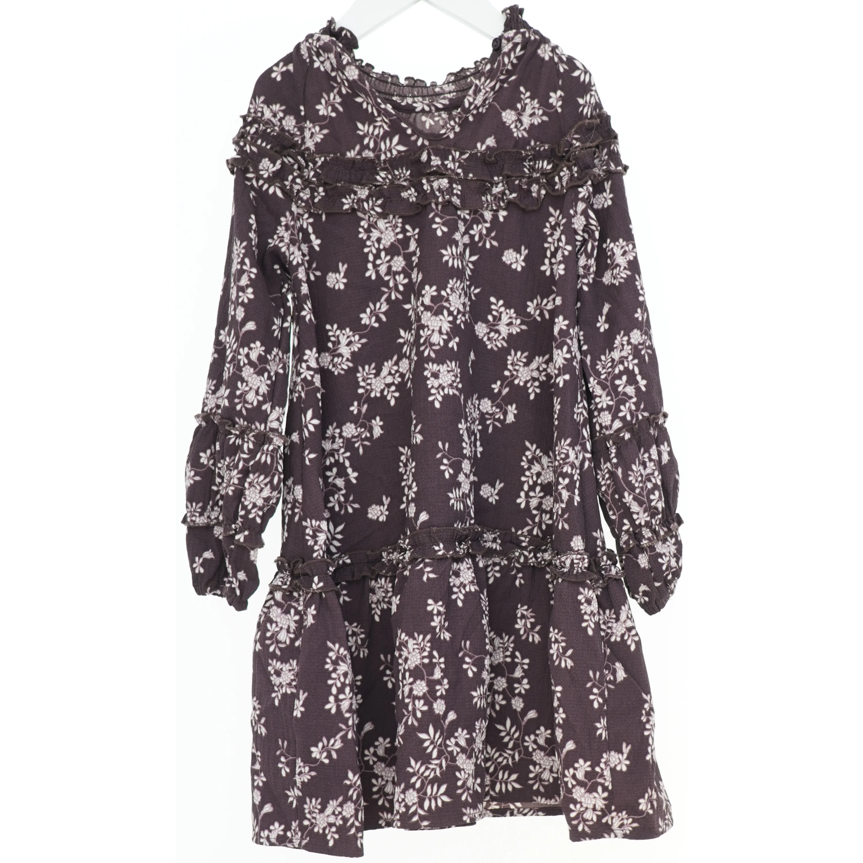 Blomstret kjole med lange ærmer fra VRS (str. 116)